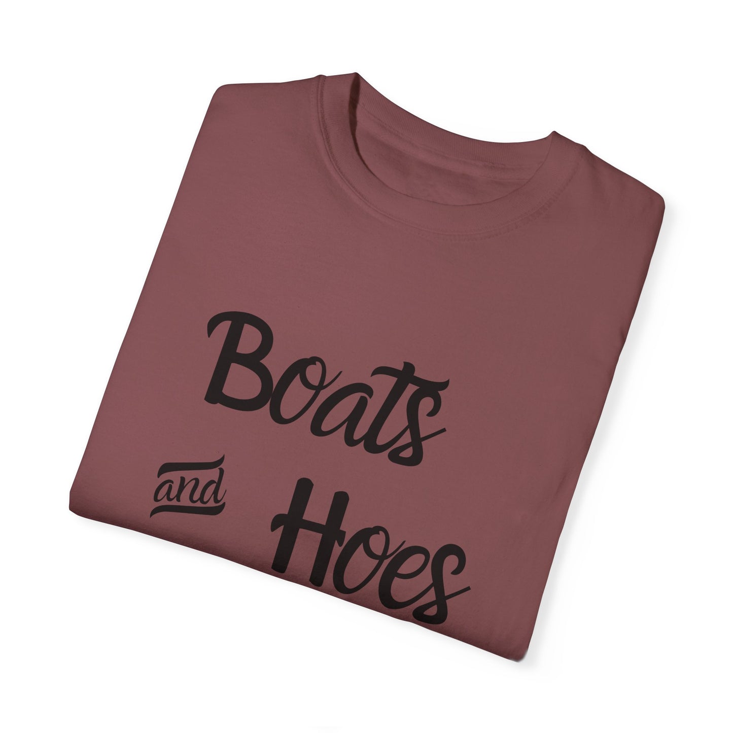 Unisex Garment-Dyed T-shirt: 'Boats and Hoes' Casual Tee for Summer Vibes