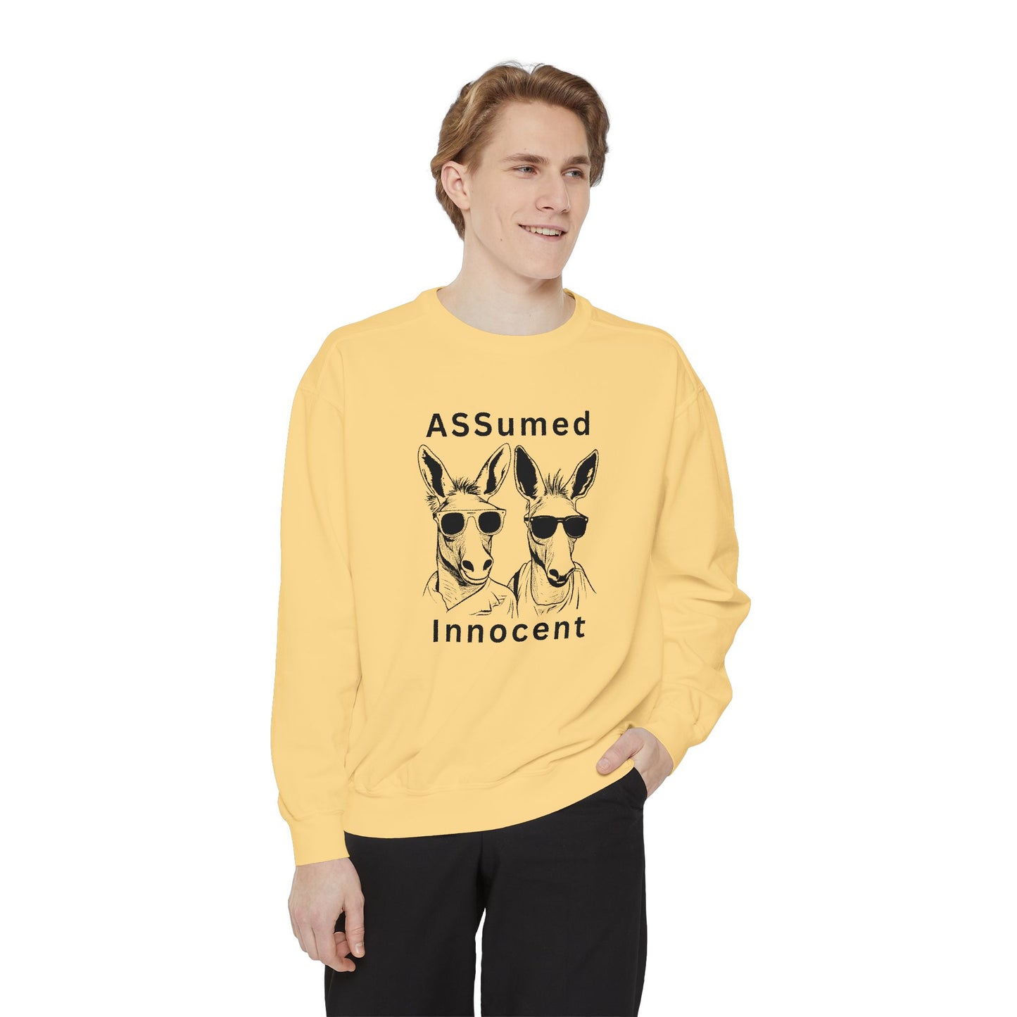 ASSUmEm Innocent Unisex Sweatshirt - Funny Animal Graphic Pullover for Casual Wear