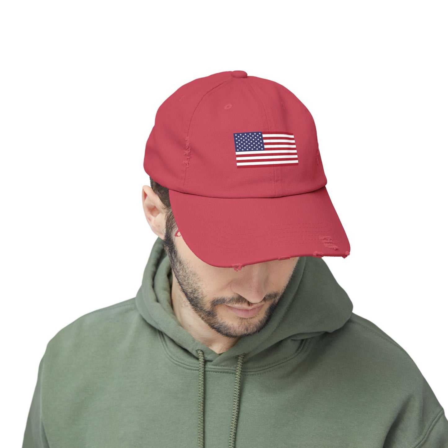 Unisex Distressed American Flag Cap - Trendy Pink Hat for Patriotic Style