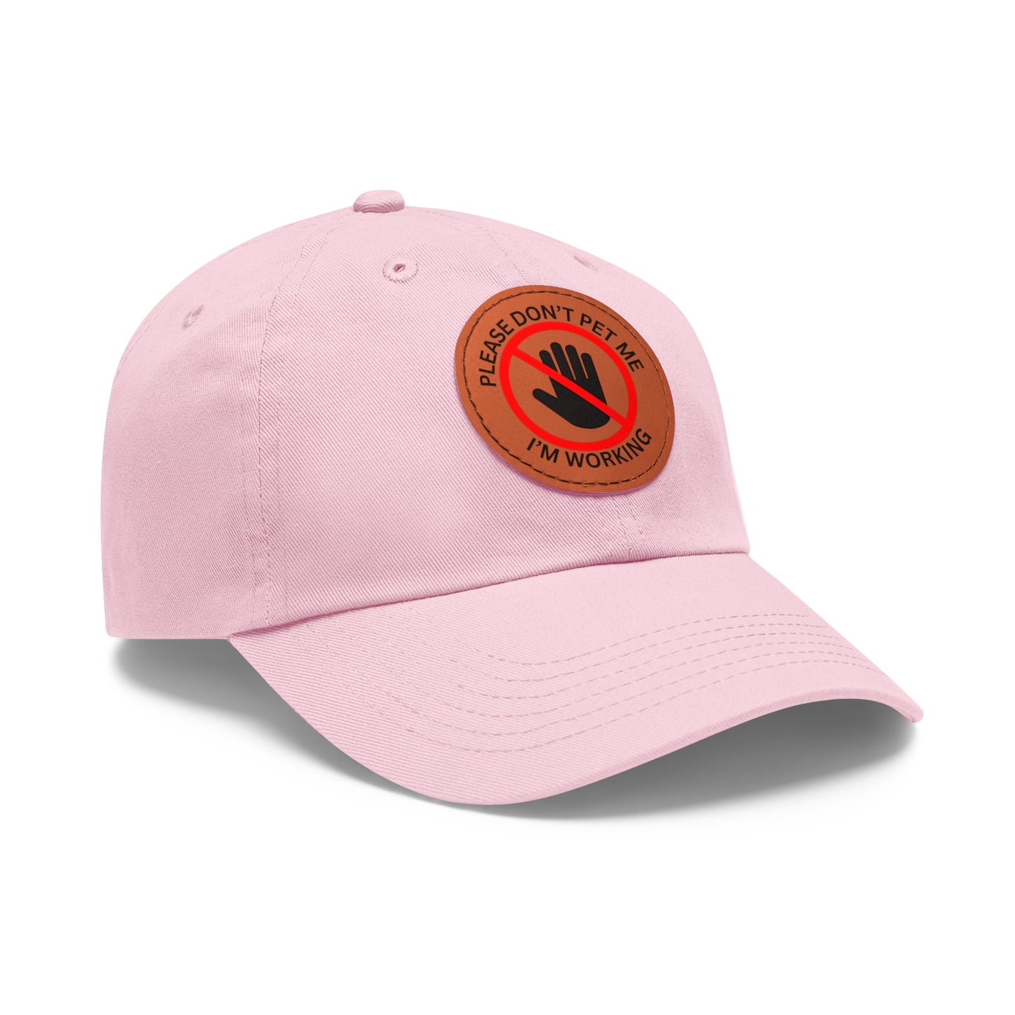 Funny Dad Hat with Leather Patch - 'Please Don't Pet Me, I'm Working'