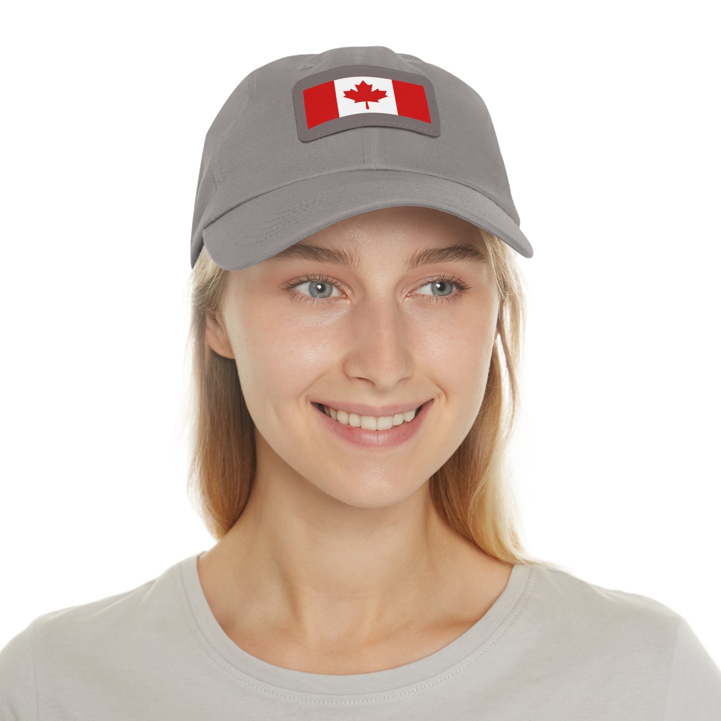 Canada Flag Dad Hat with Leather Patch | Classic White Cap for Outdoors & Celebrations