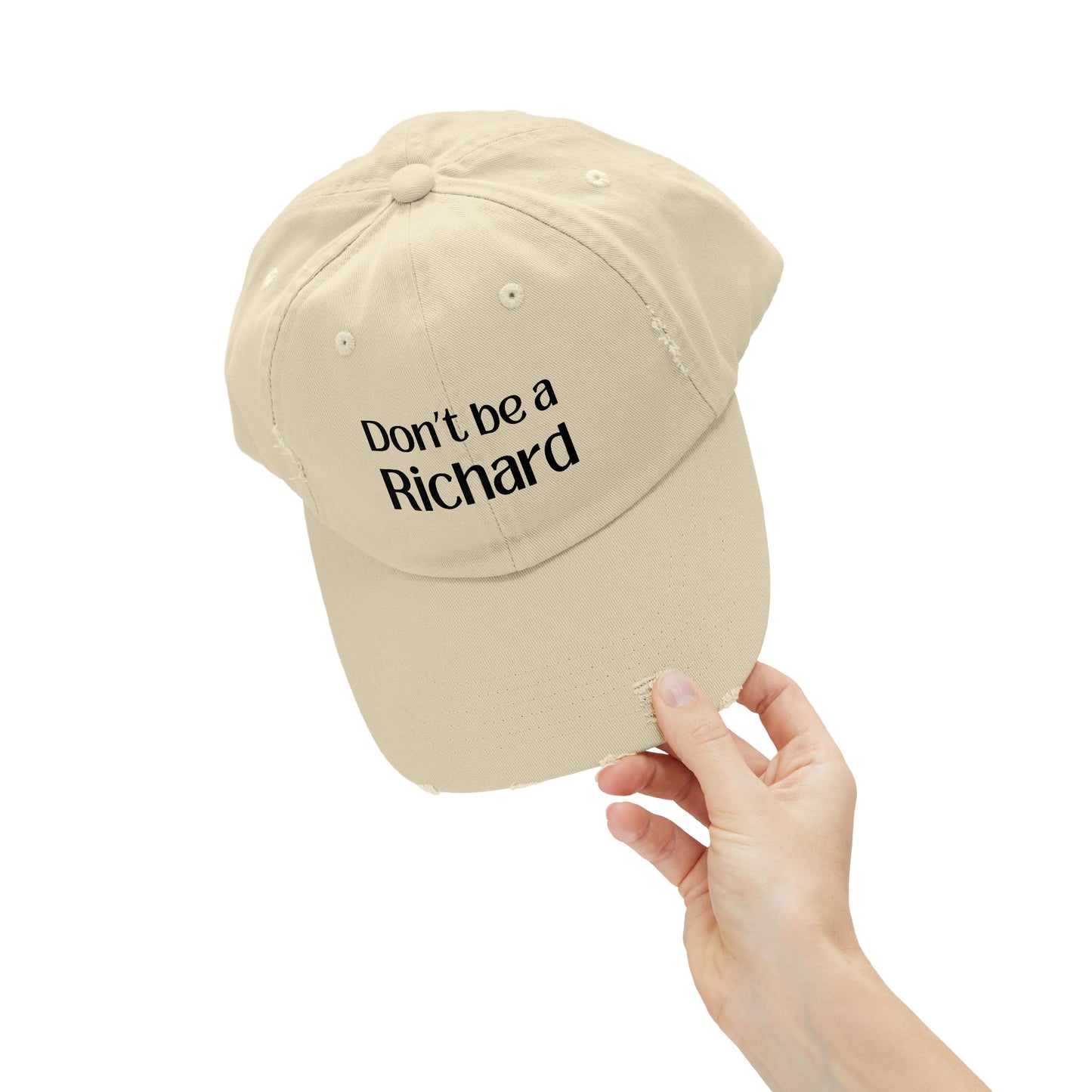 Funny Distressed Cap - 'Don't Be a Richard' Unisex Pink Hat