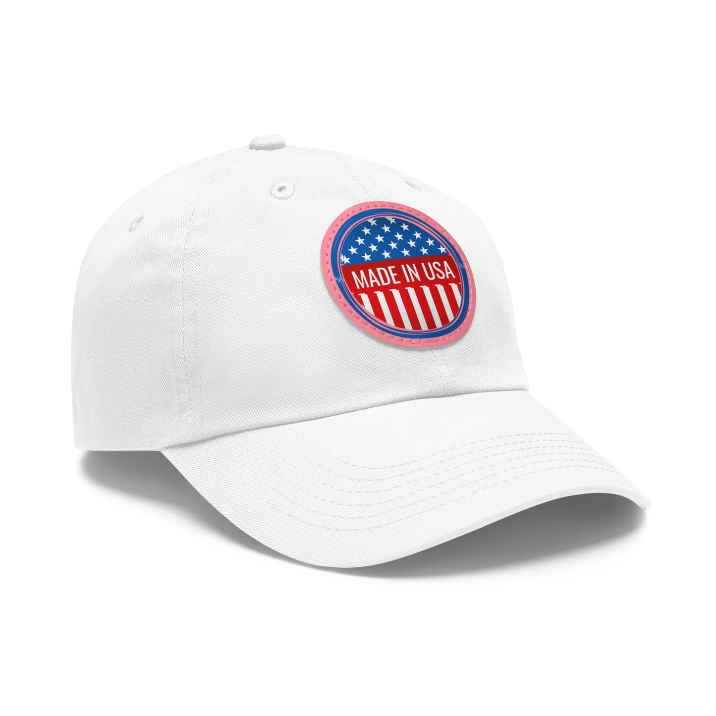 Patriotic Dad Hat with Leather Patch - Made in USA