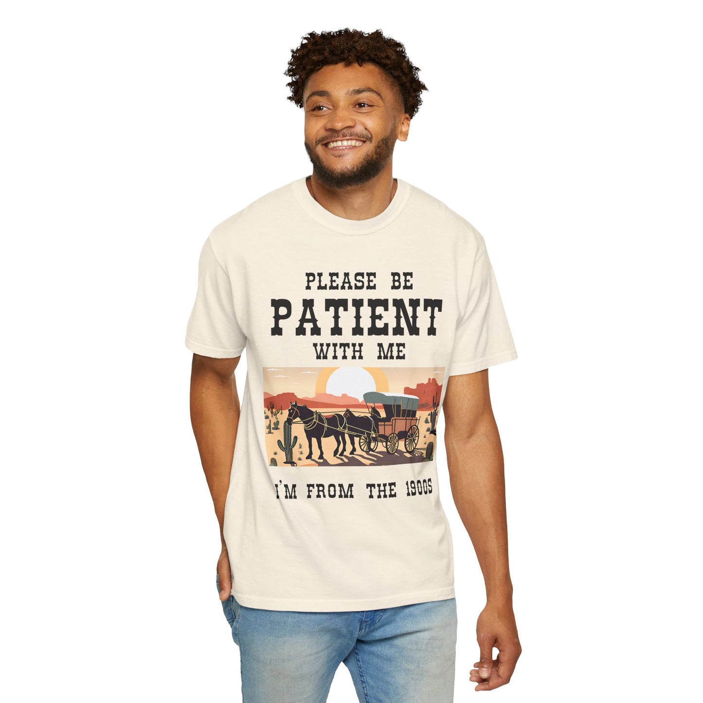 Vintage Patient Tee - Unisex Garment-Dyed T-Shirt with Retro 1900s Design