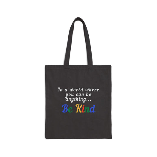 Inspirational Cotton Canvas Tote Bag - 'Be Kind'