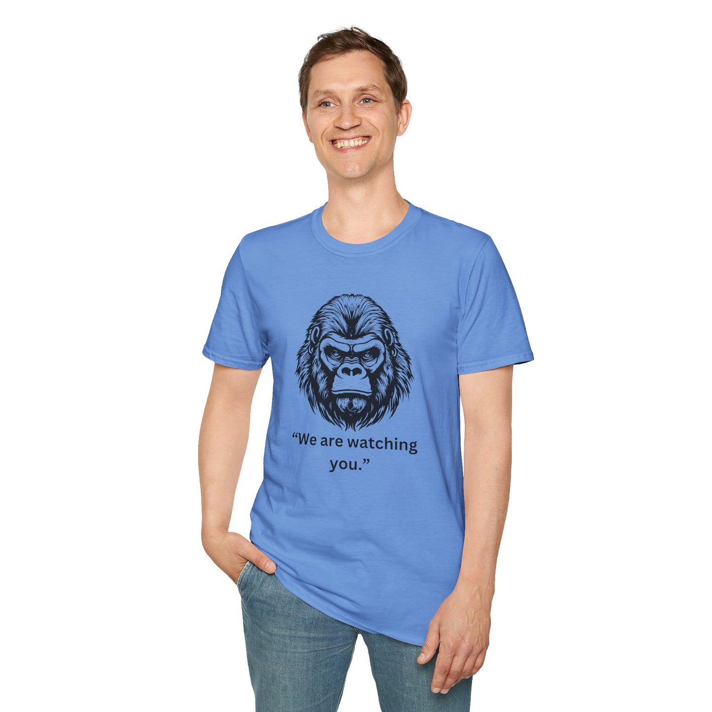 Funny Gorilla Movie Watcher Unisex Softstyle T-Shirt