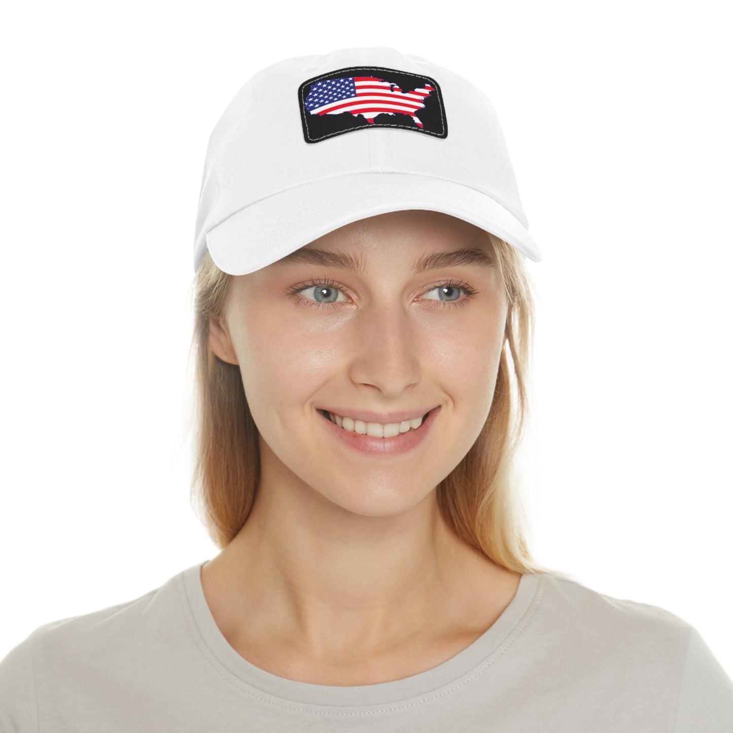 Patriotic Dad Hat with Leather Patch - USA Flag Cap for Outdoors