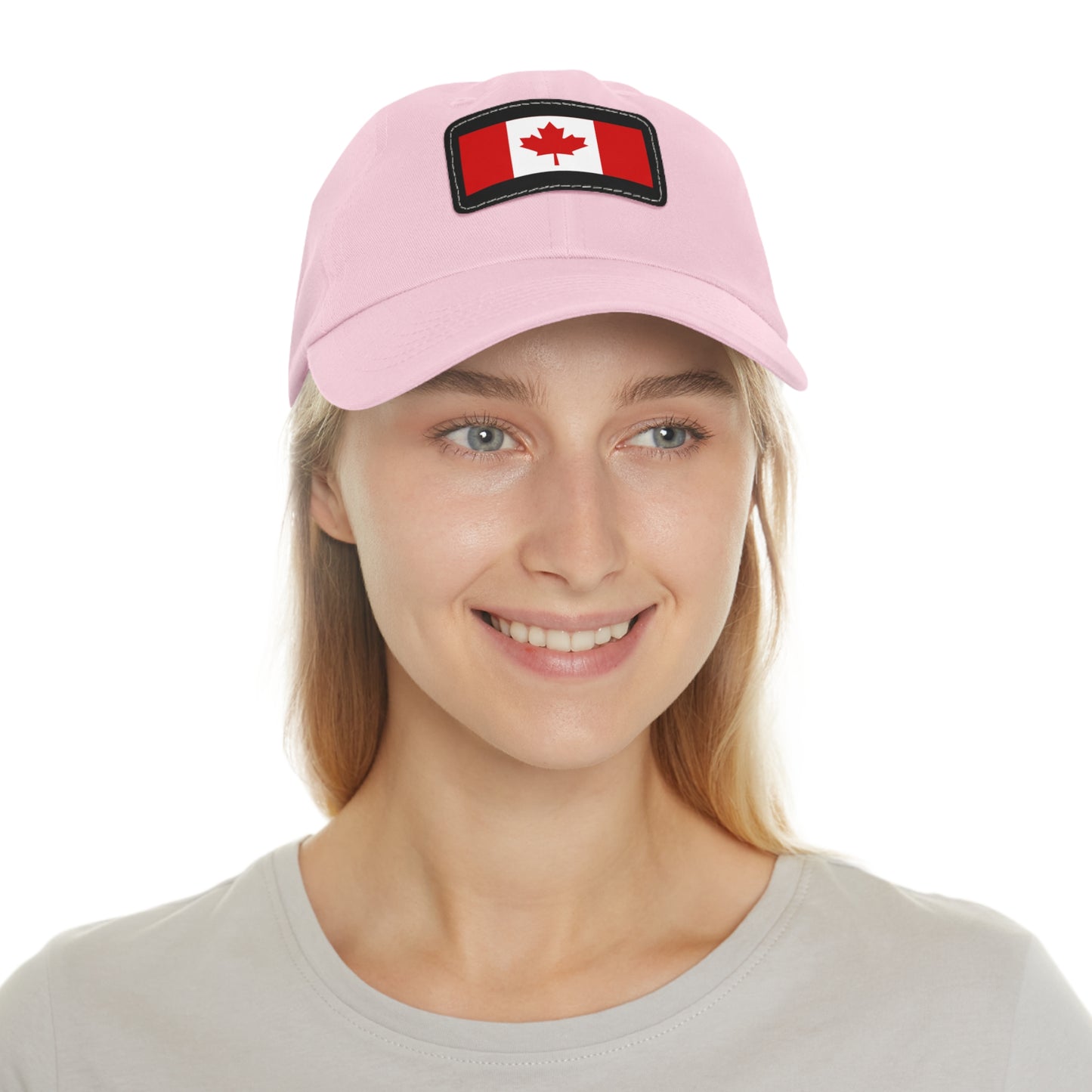 Canada Flag Dad Hat with Leather Patch | Classic White Cap for Outdoors & Celebrations