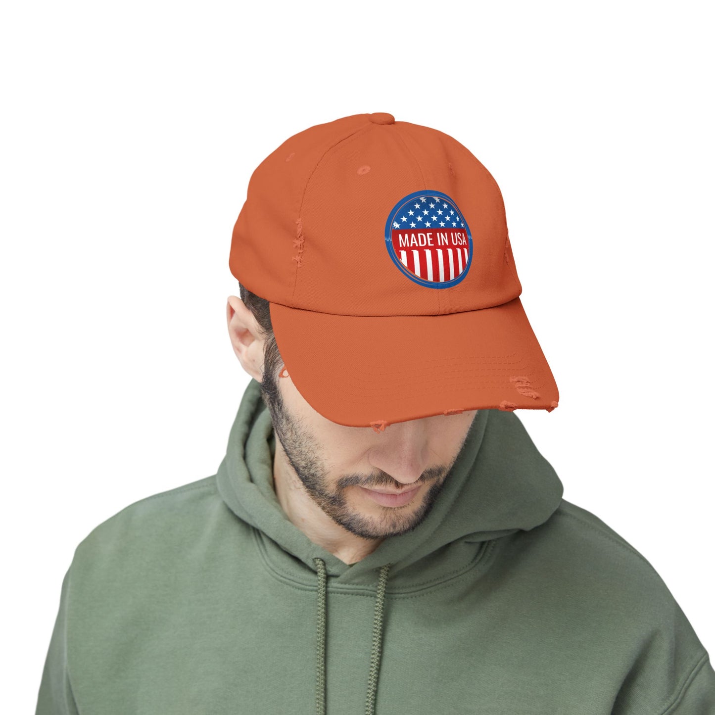 Unisex Distressed Cap with 'Made in USA' Patch - Perfect for Patriotic Events and Everyday Wear