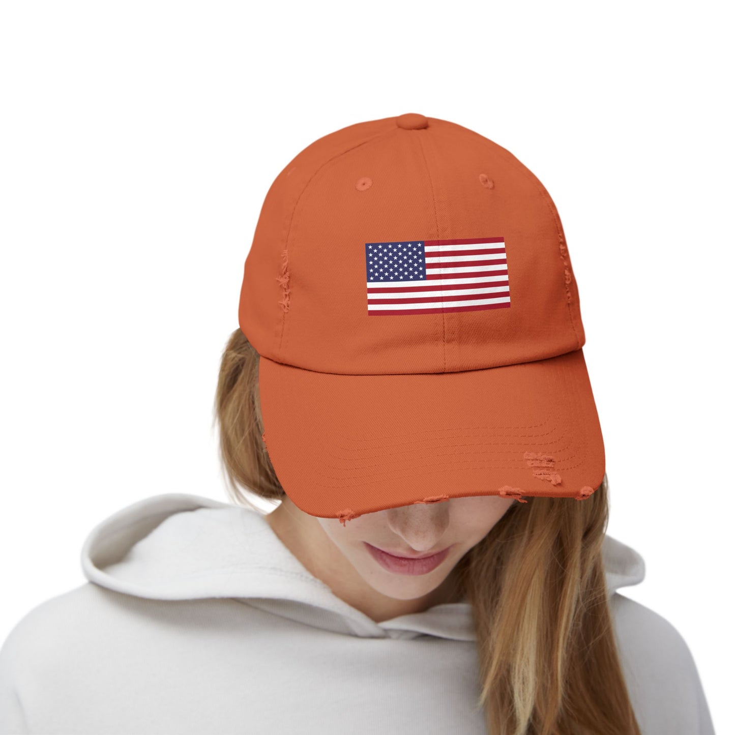 Unisex Distressed American Flag Cap - Trendy Pink Hat for Patriotic Style