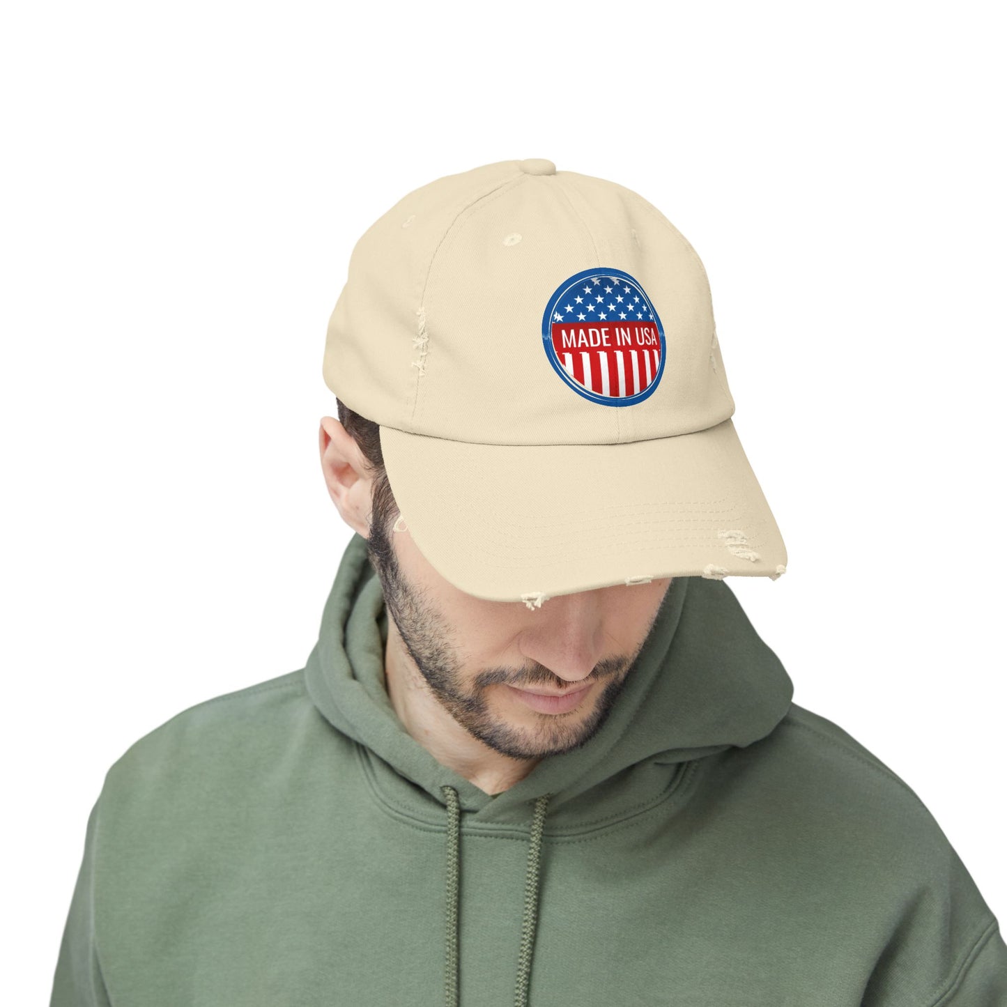 Unisex Distressed Cap with 'Made in USA' Patch - Perfect for Patriotic Events and Everyday Wear