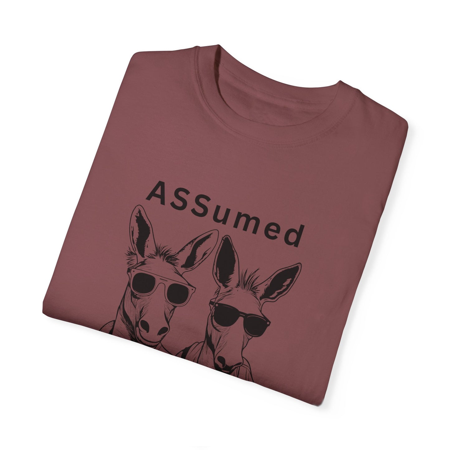 Unisex Garment-Dyed T-Shirt - Funny Kangaroo Design with 'ASSumed Innocent' Text