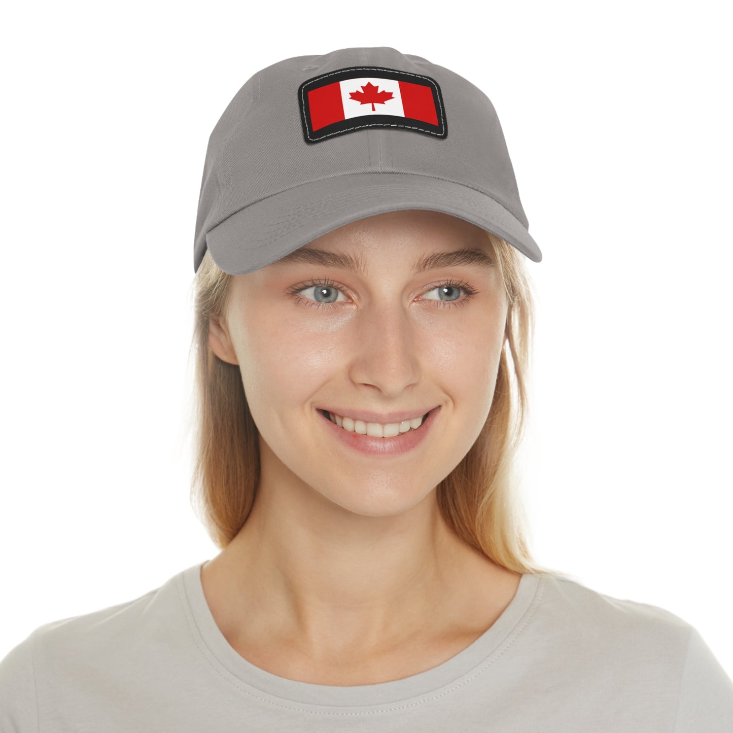 Canada Flag Dad Hat with Leather Patch | Classic White Cap for Outdoors & Celebrations