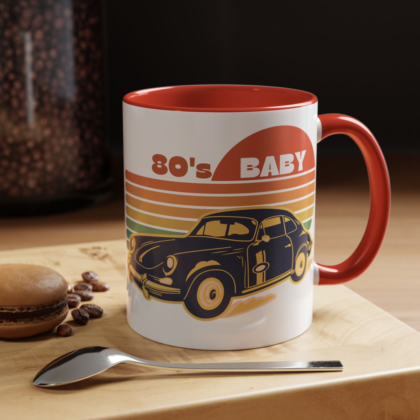 Retro 80's Baby Coffee Mug - Vintage Car Design, Perfect for Nostalgia Lovers