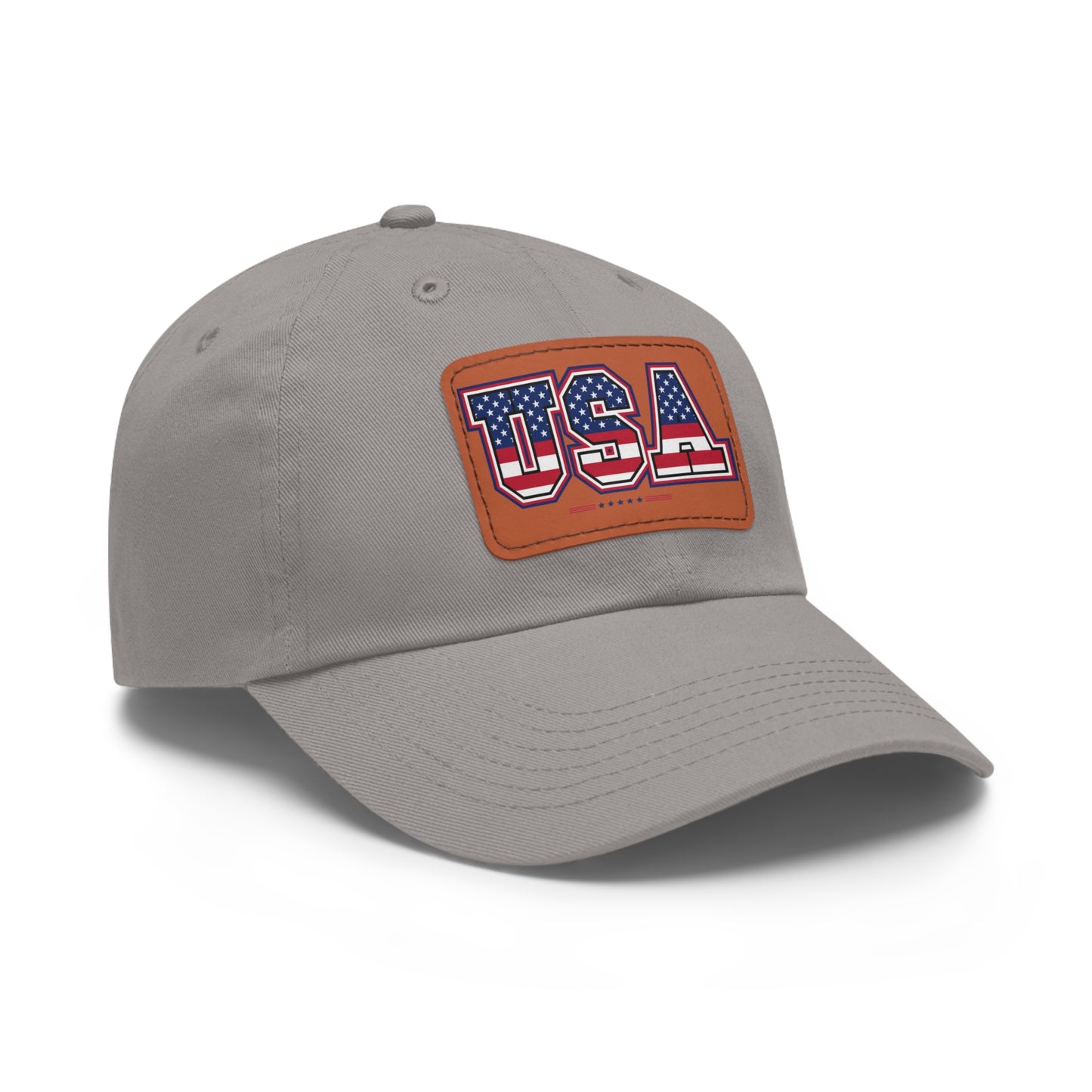 Patriotic USA Dad Hat with Leather Patch