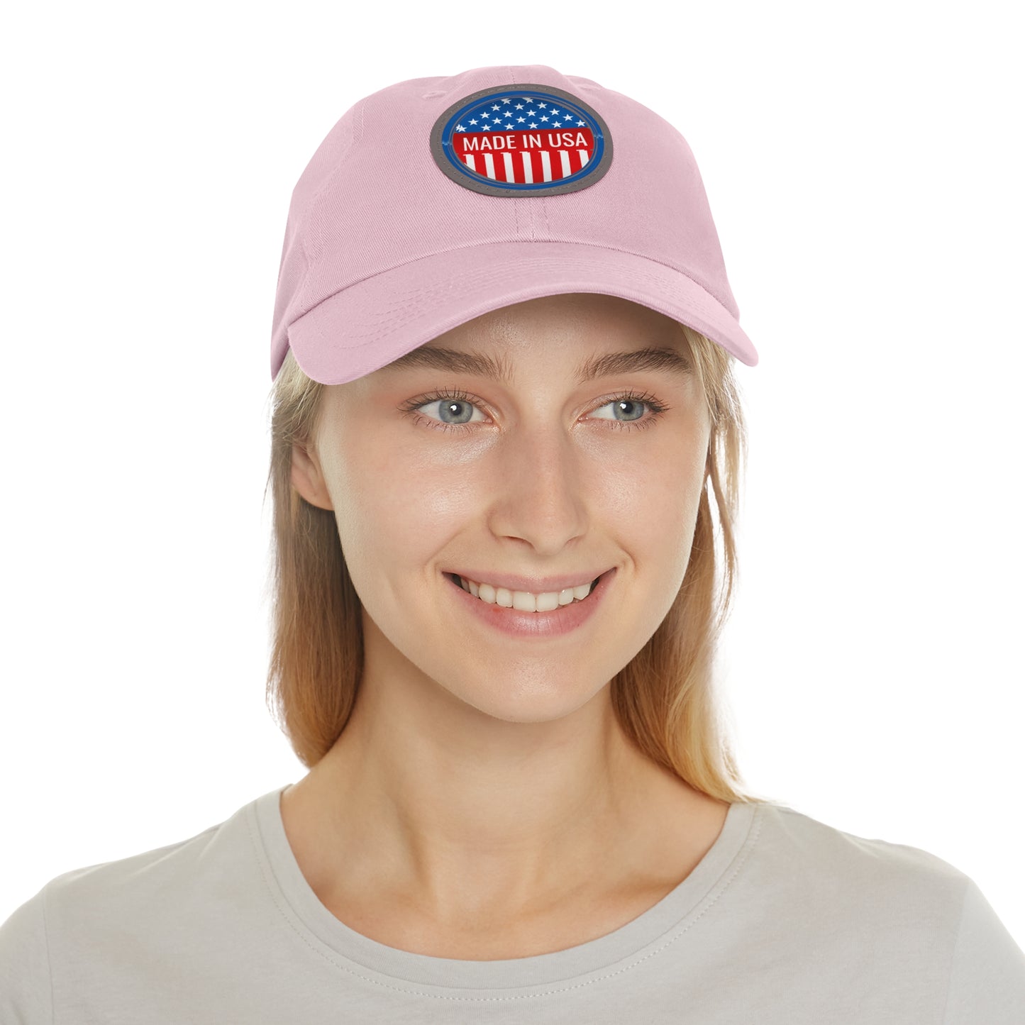 Patriotic Dad Hat with Leather Patch - Made in USA