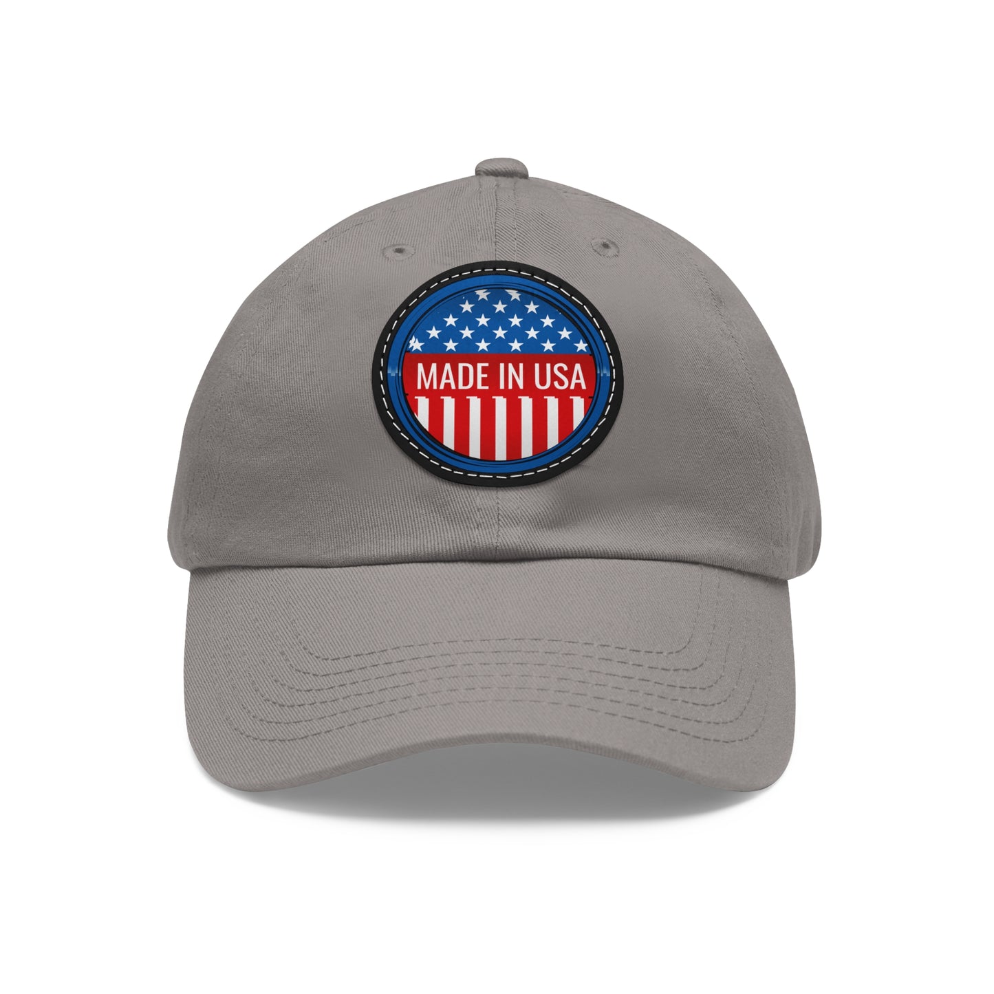 Patriotic Dad Hat with Leather Patch - Made in USA