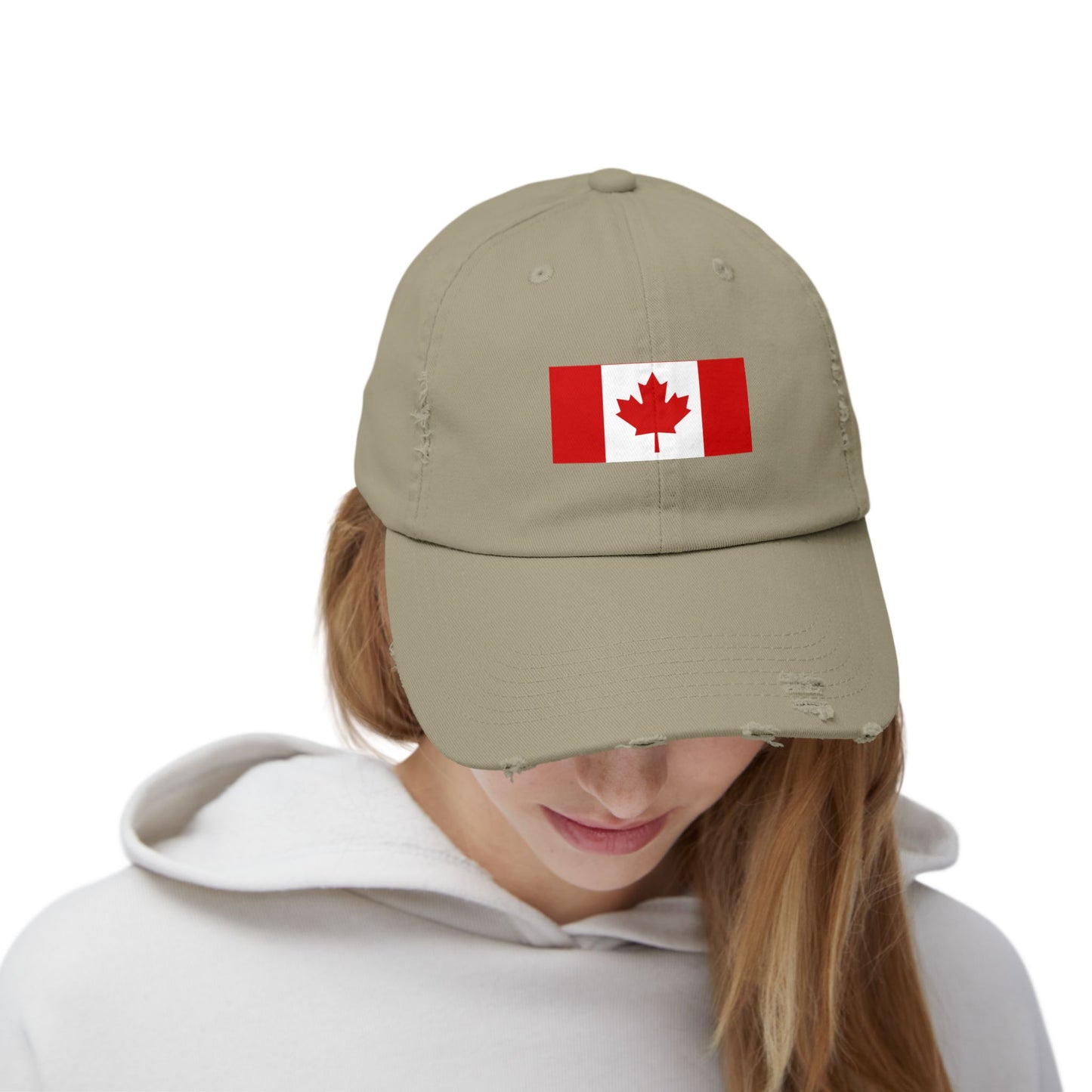 Canada Flag Distressed Cap - Unisex Pink Hat for Casual Style