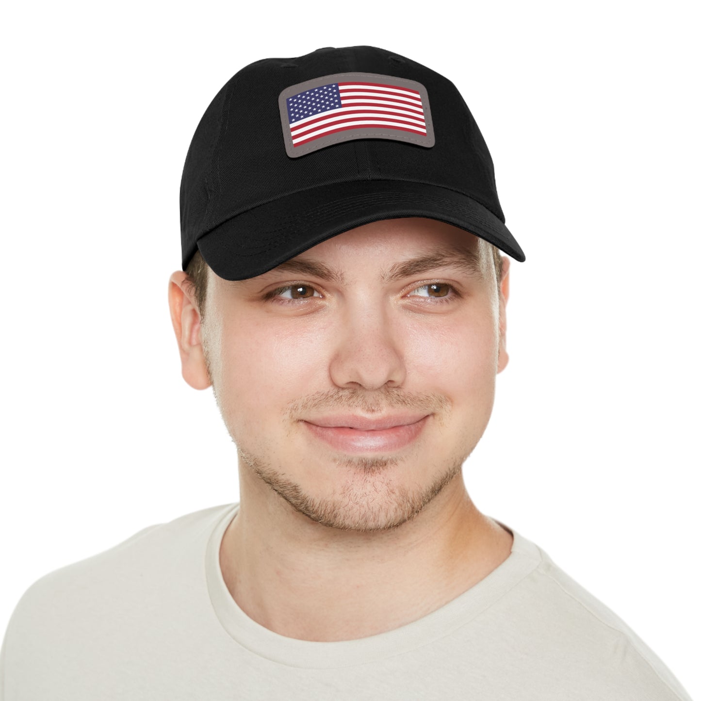 Patriotic Dad Hat with Leather Patch – USA Flag Cap for Summer Adventures