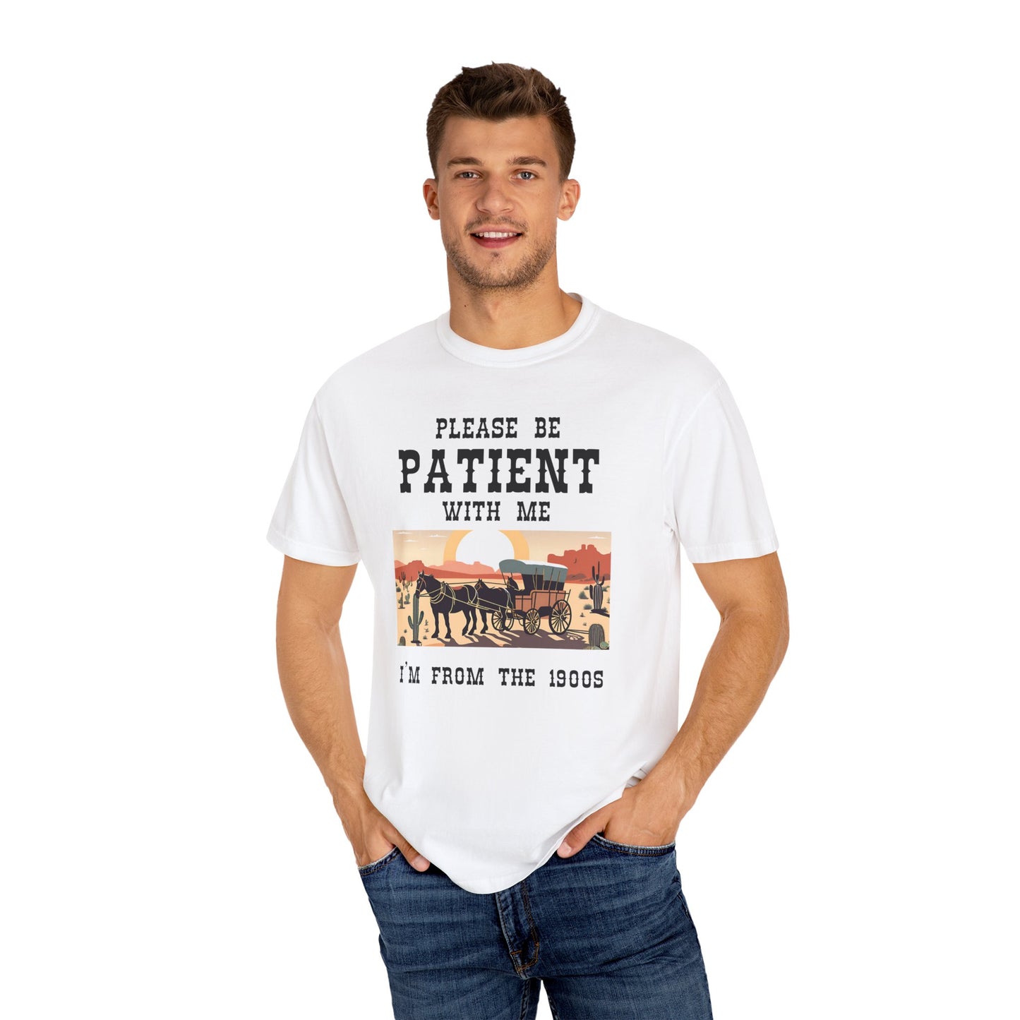 Vintage Patient Tee - Unisex Garment-Dyed T-Shirt with Retro 1900s Design