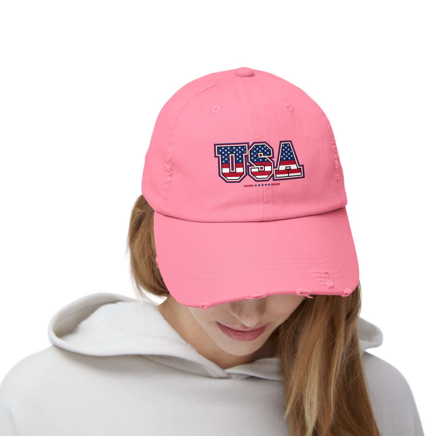 Unisex Distressed USA Cap - Casual Style for Outdoor Adventures