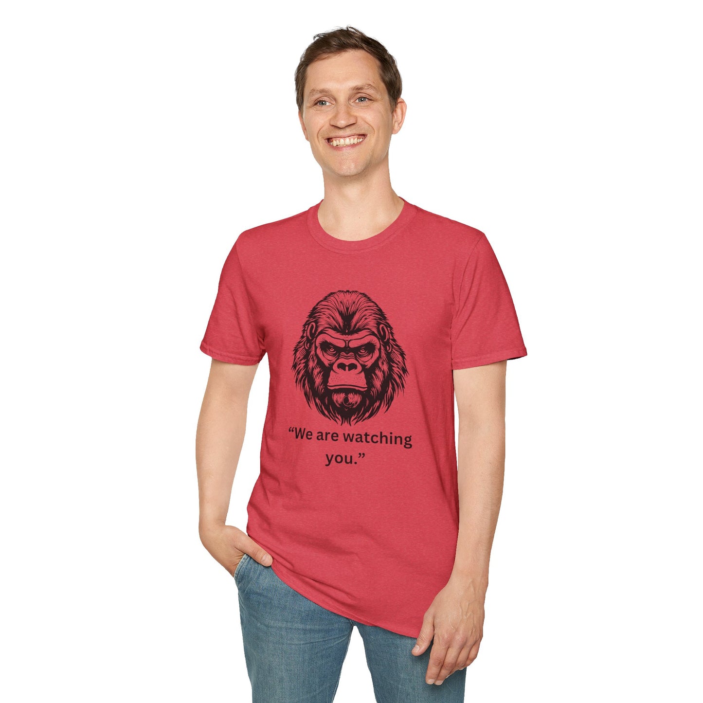 Funny Gorilla Movie Watcher Unisex Softstyle T-Shirt