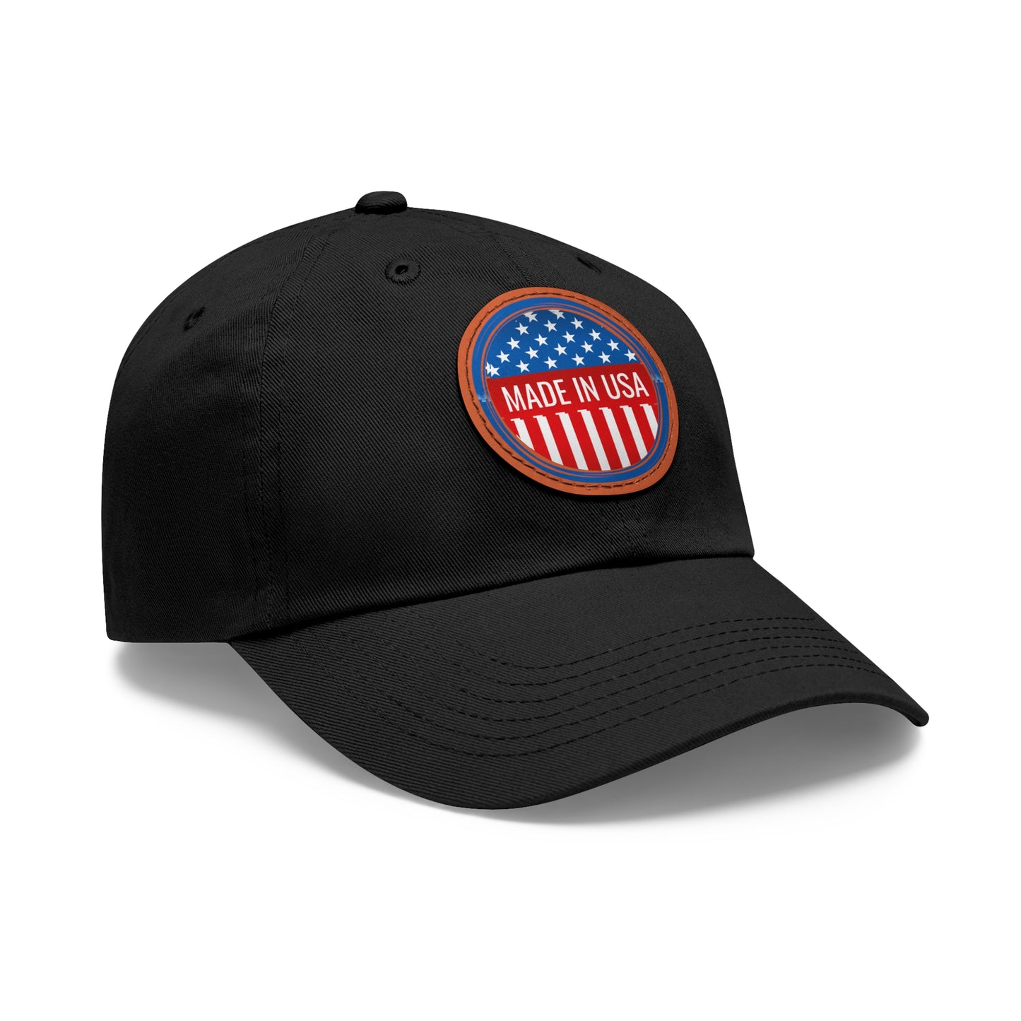 Patriotic Dad Hat with Leather Patch - Made in USA