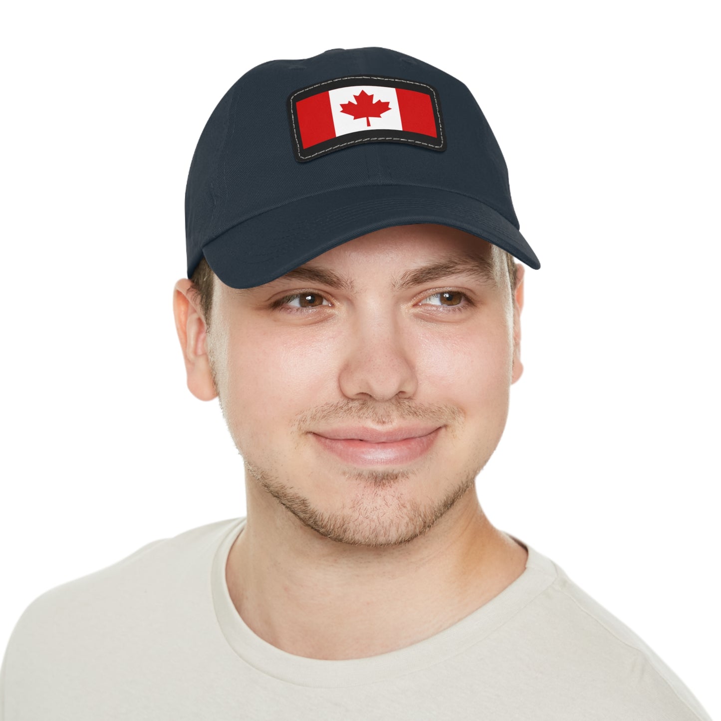 Canada Flag Dad Hat with Leather Patch | Classic White Cap for Outdoors & Celebrations