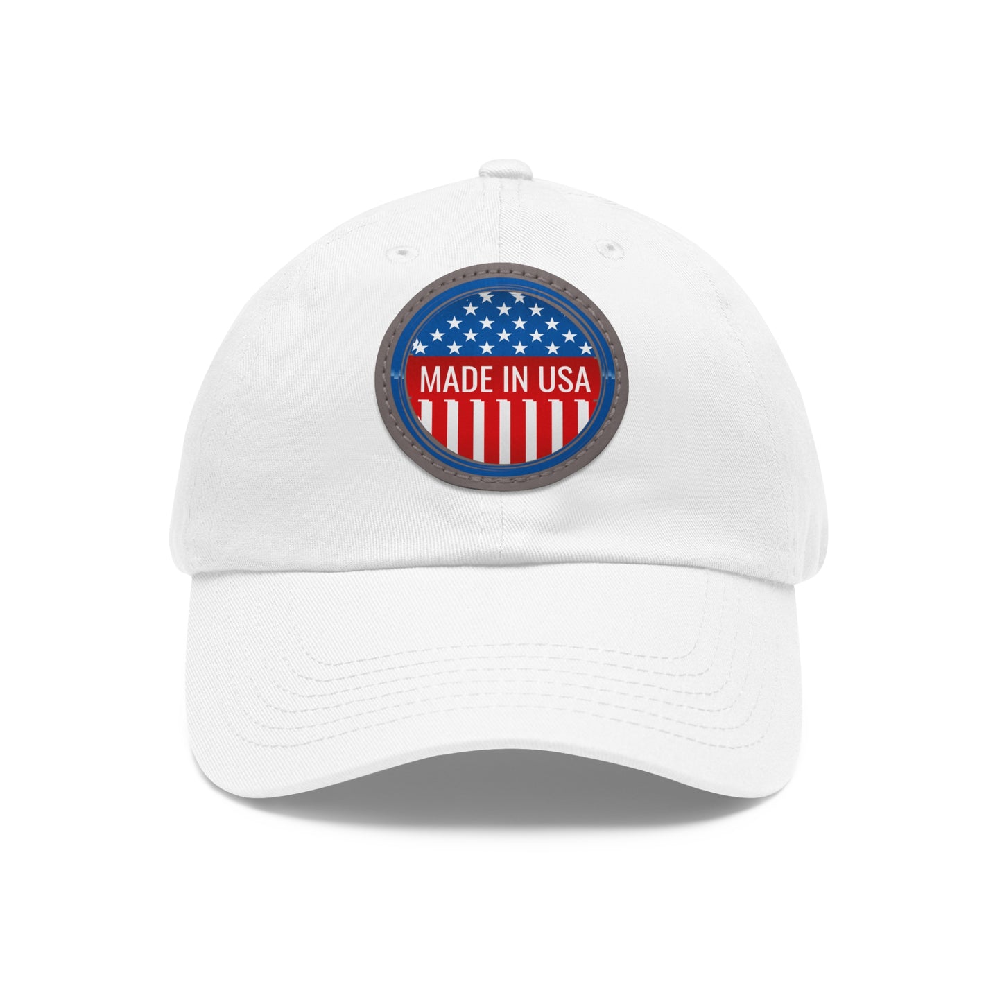 Patriotic Dad Hat with Leather Patch - Made in USA