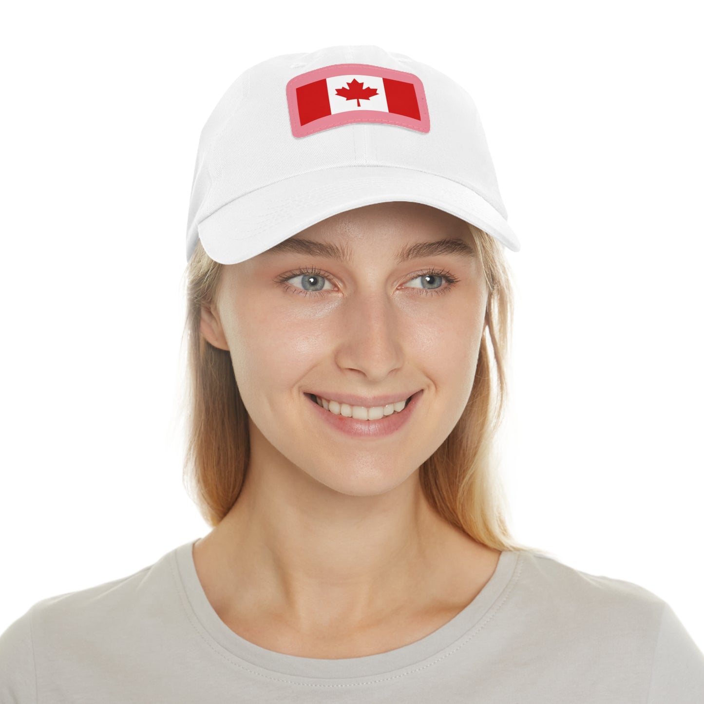 Canada Flag Dad Hat with Leather Patch | Classic White Cap for Outdoors & Celebrations