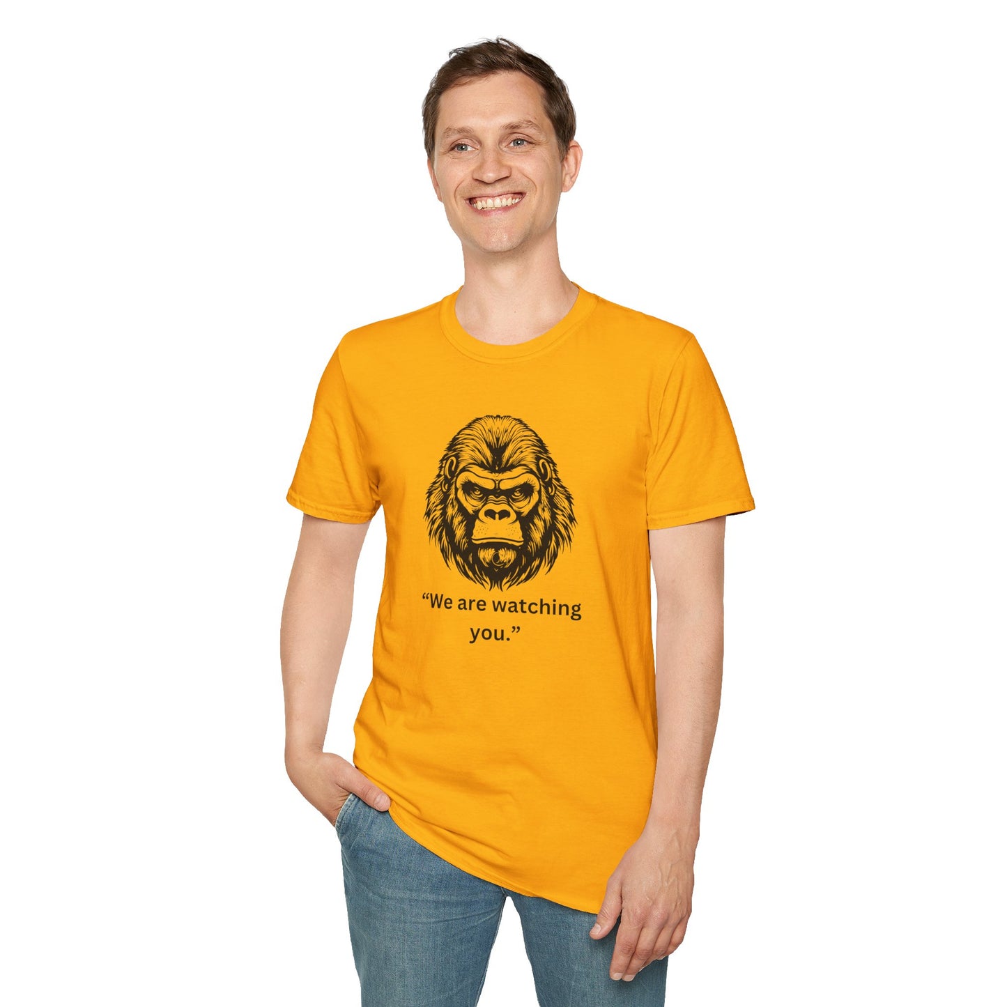 Funny Gorilla Movie Watcher Unisex Softstyle T-Shirt