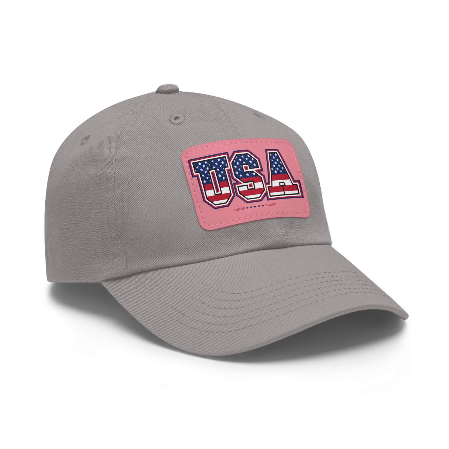 Patriotic USA Dad Hat with Leather Patch