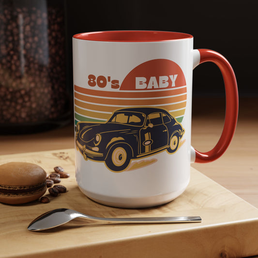 Retro 80's Baby Coffee Mug - Vintage Car Design, Perfect for Nostalgia Lovers