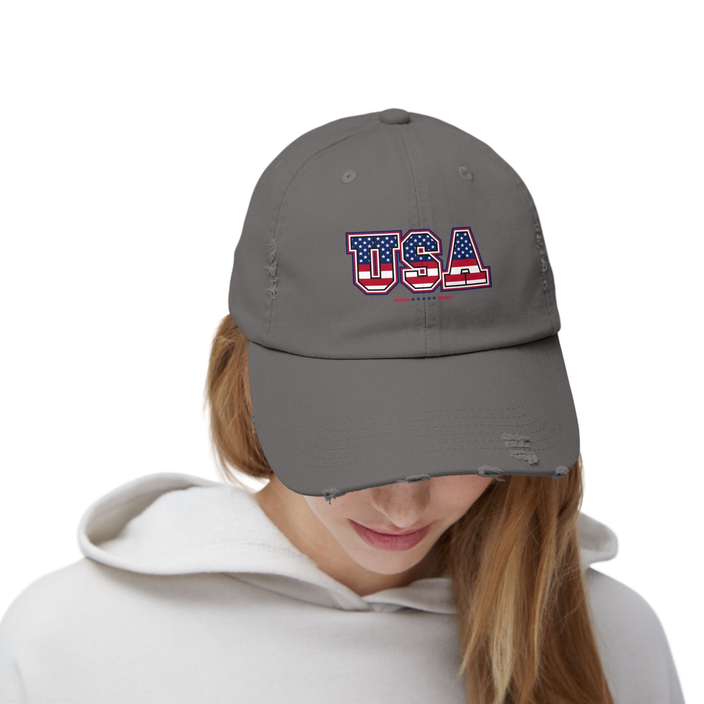 Unisex Distressed USA Cap - Casual Style for Outdoor Adventures