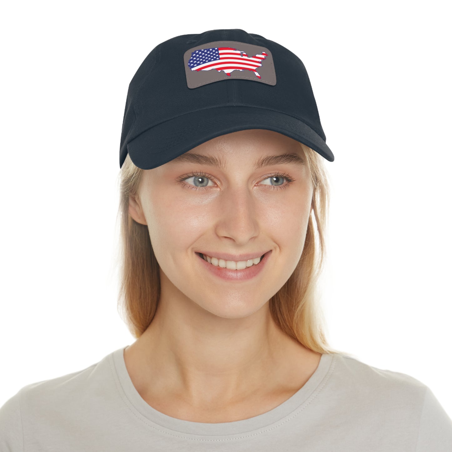 Patriotic Dad Hat with Leather Patch - USA Flag Cap for Outdoors