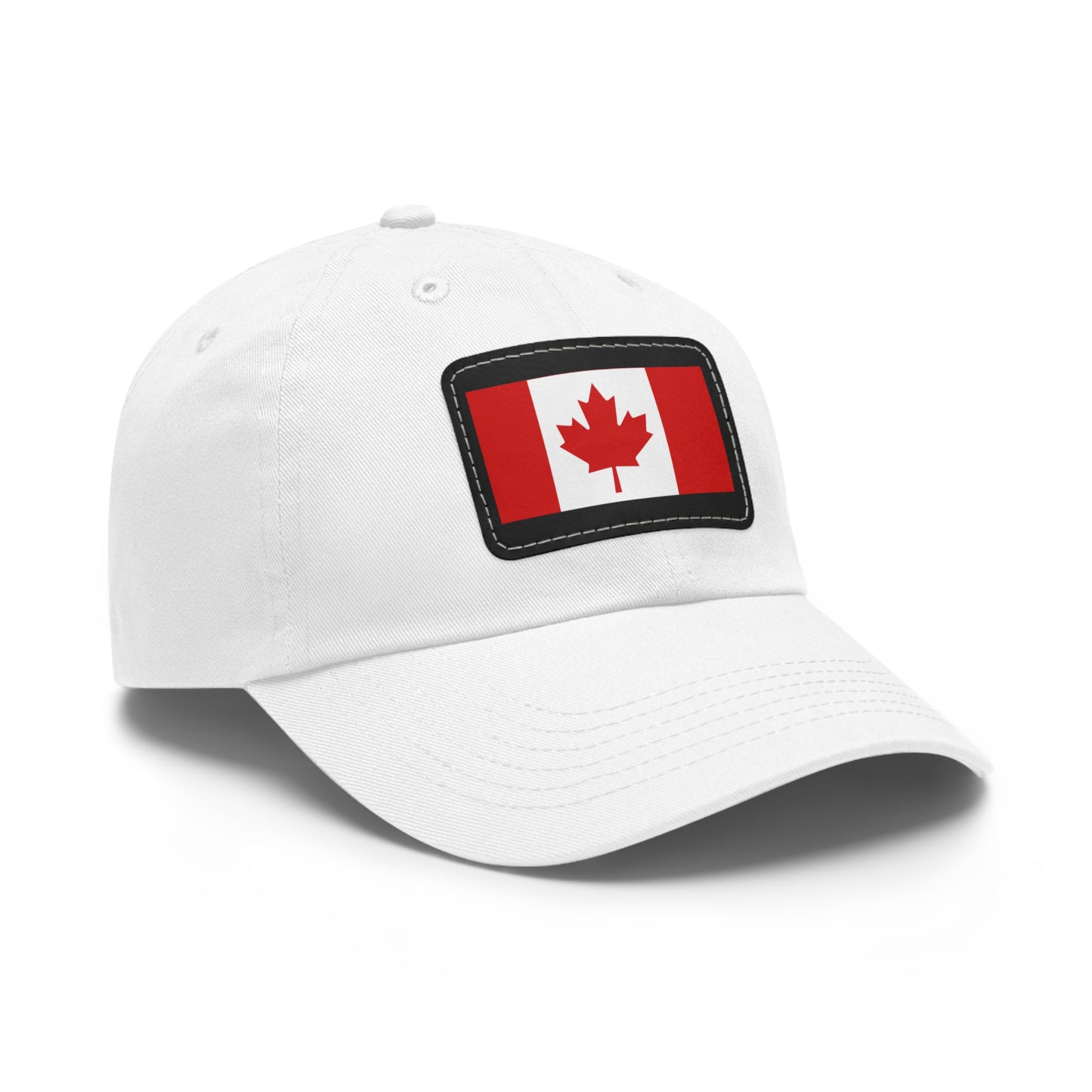 Canada Flag Dad Hat with Leather Patch | Classic White Cap for Outdoors & Celebrations