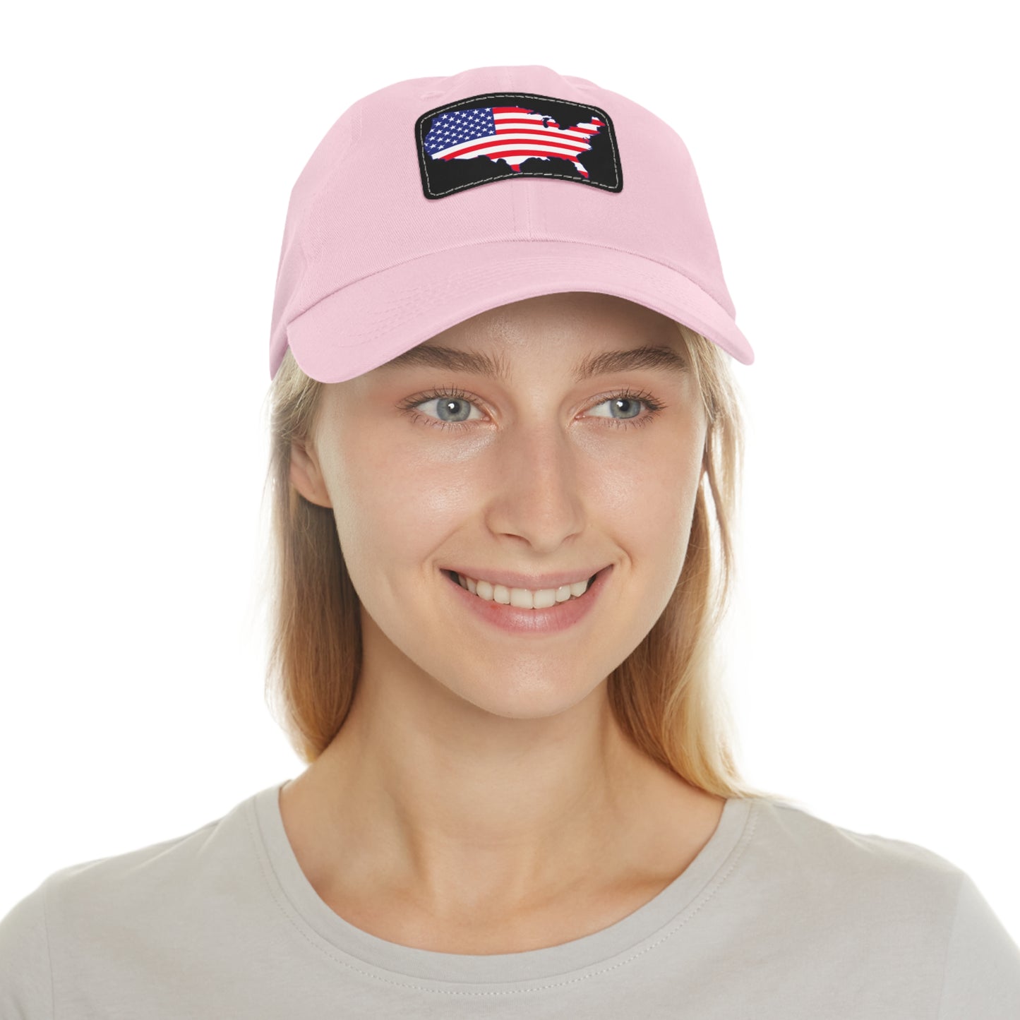 Patriotic Dad Hat with Leather Patch - USA Flag Cap for Outdoors