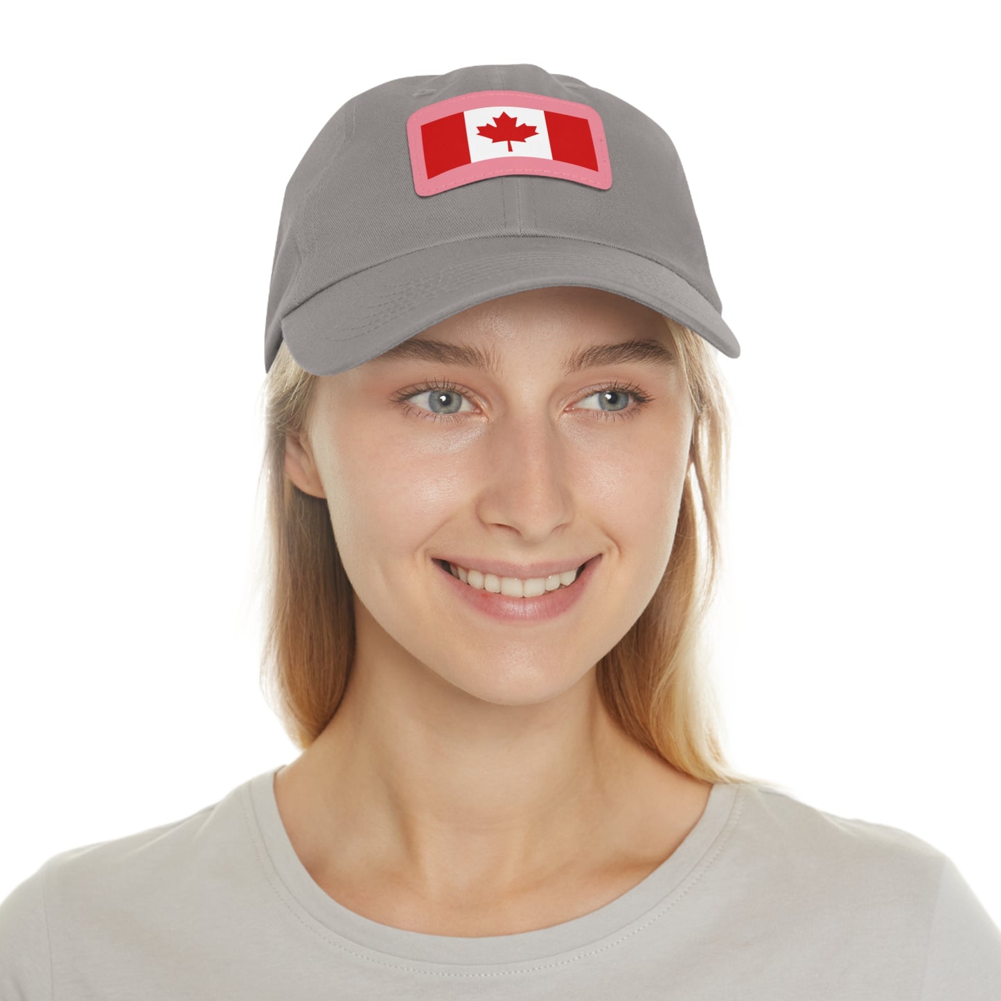 Canada Flag Dad Hat with Leather Patch | Classic White Cap for Outdoors & Celebrations