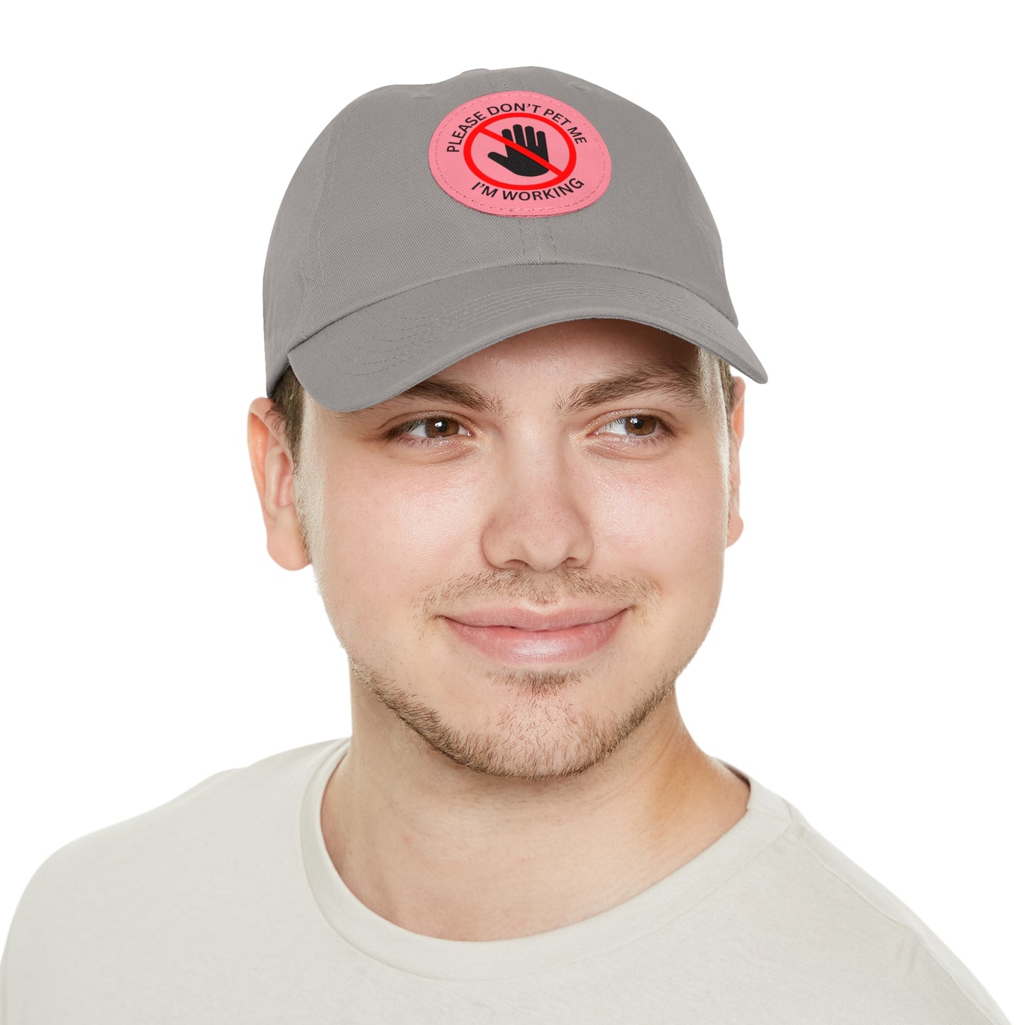 Funny Dad Hat with Leather Patch - 'Please Don't Pet Me, I'm Working'