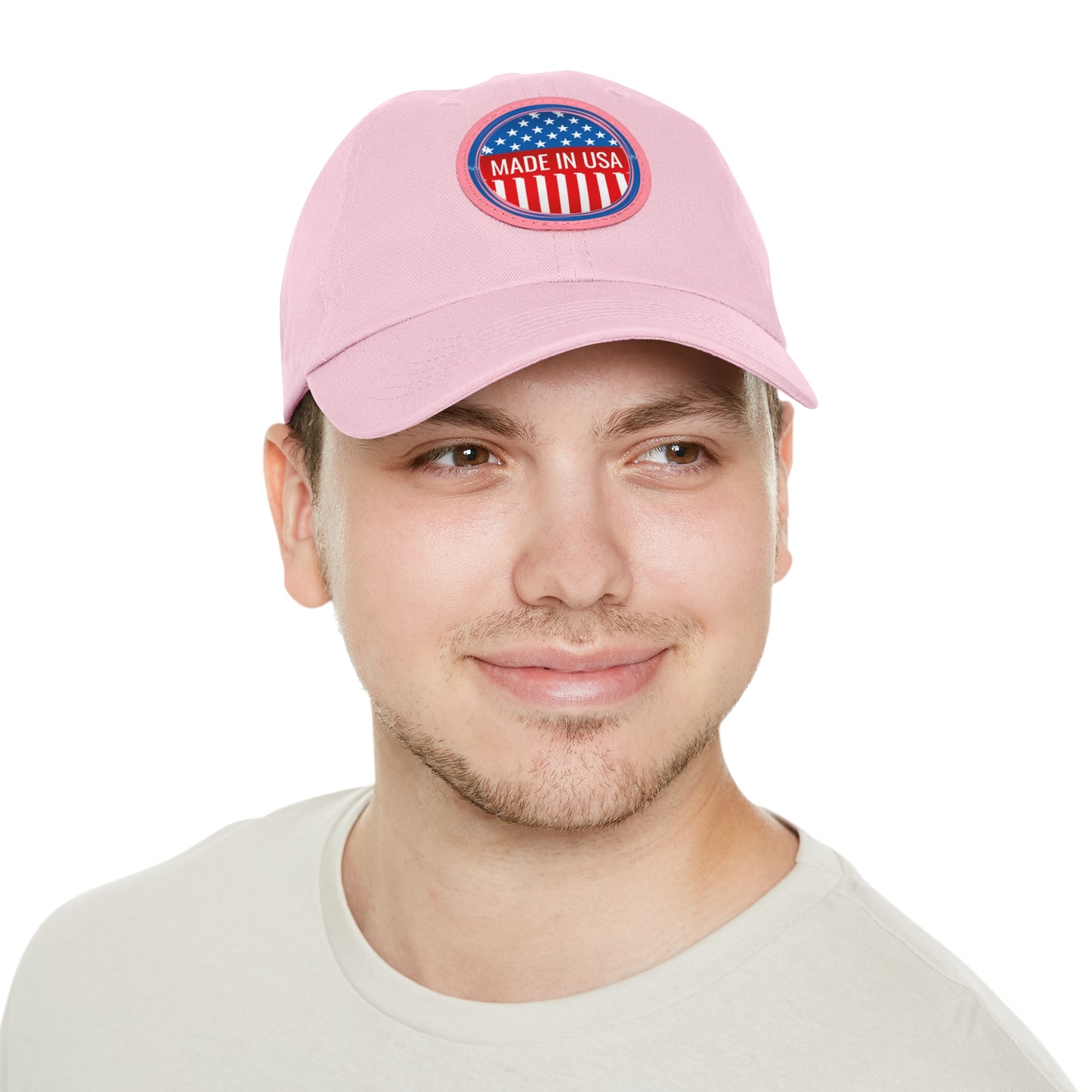 Patriotic Dad Hat with Leather Patch - Made in USA