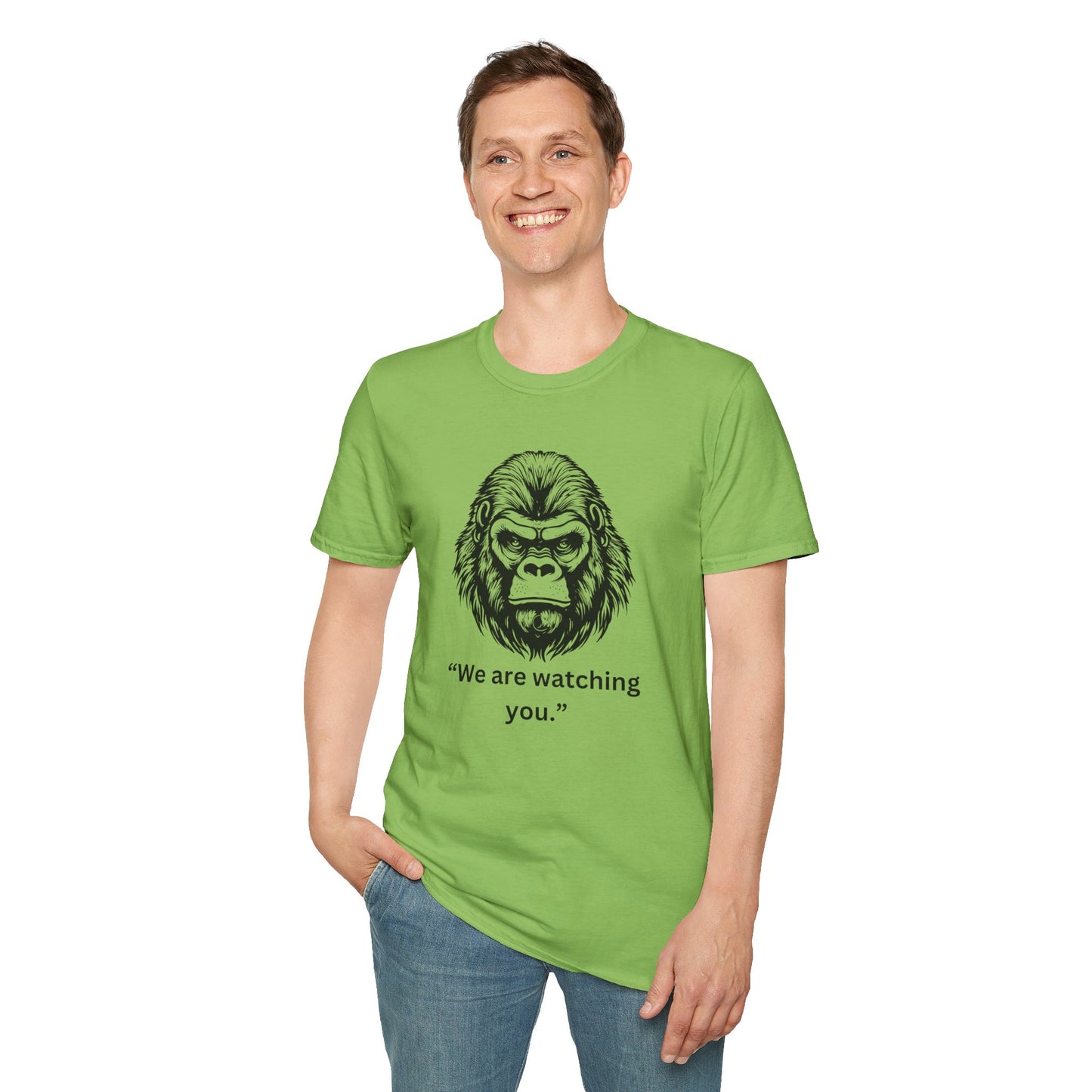 Funny Gorilla Movie Watcher Unisex Softstyle T-Shirt