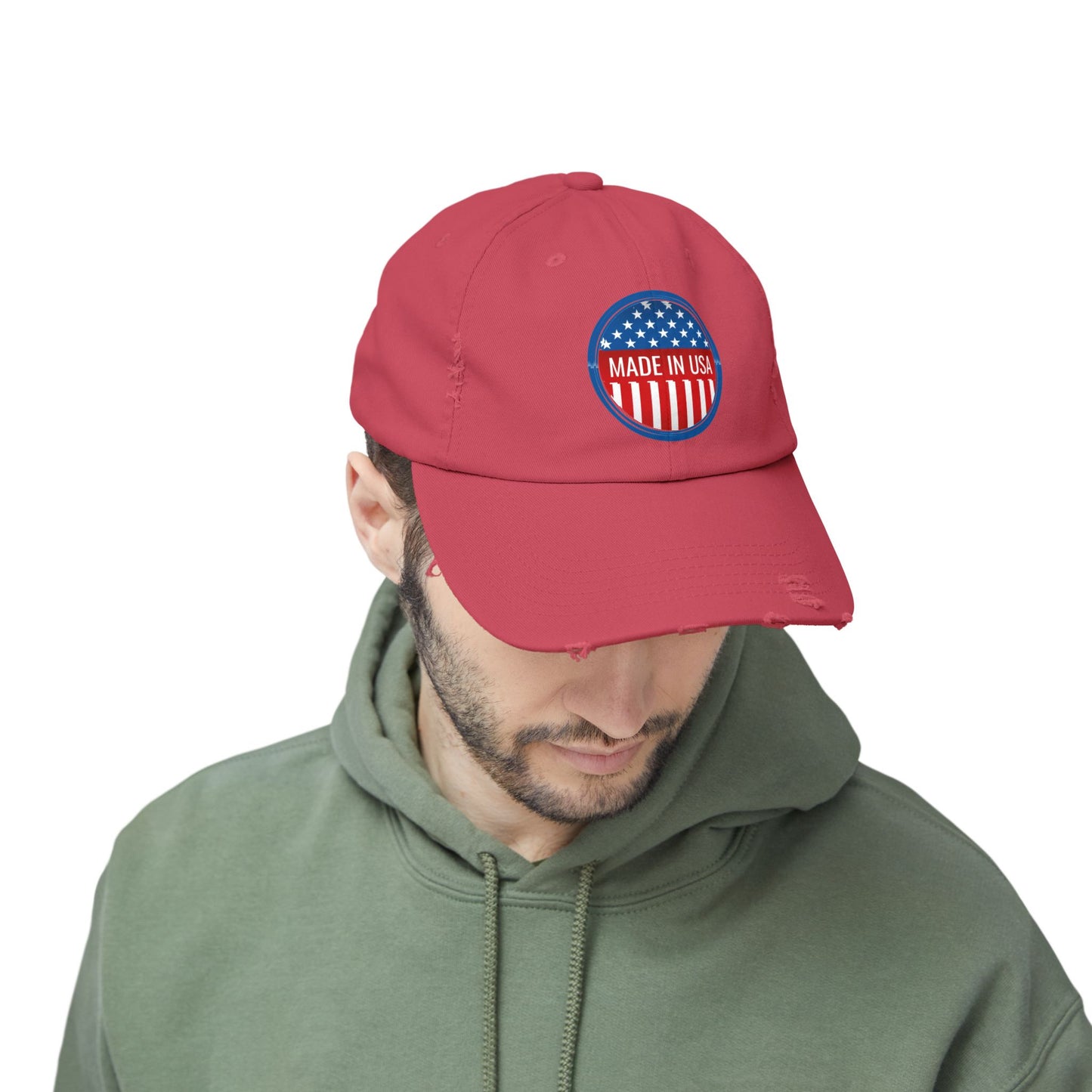 Unisex Distressed Cap with 'Made in USA' Patch - Perfect for Patriotic Events and Everyday Wear