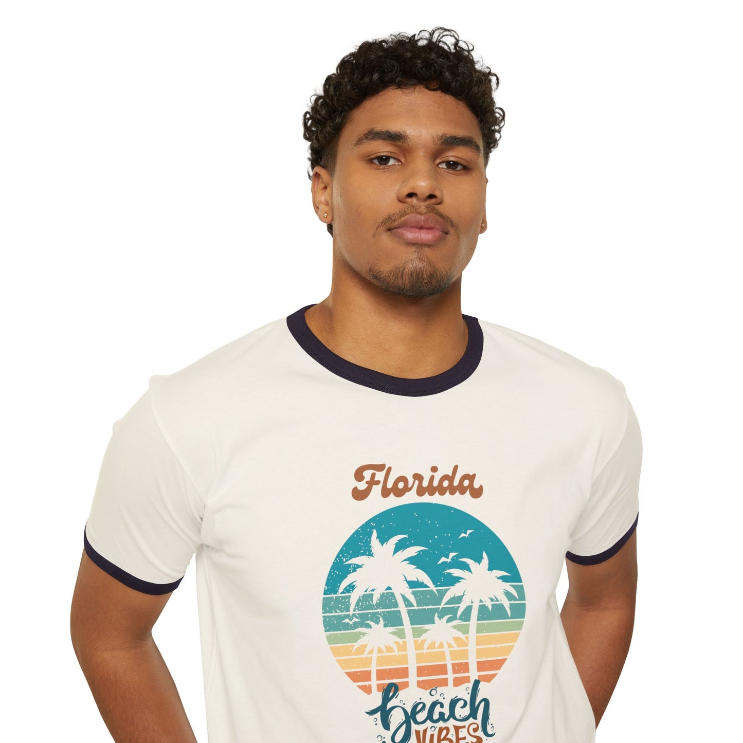 Florida Beach Vibes Unisex Cotton Ringer T-Shirt