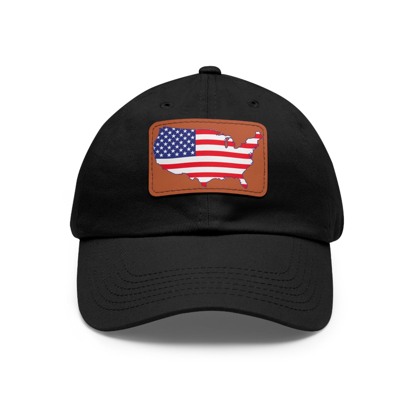 Patriotic Dad Hat with Leather Patch - USA Flag Cap for Outdoors