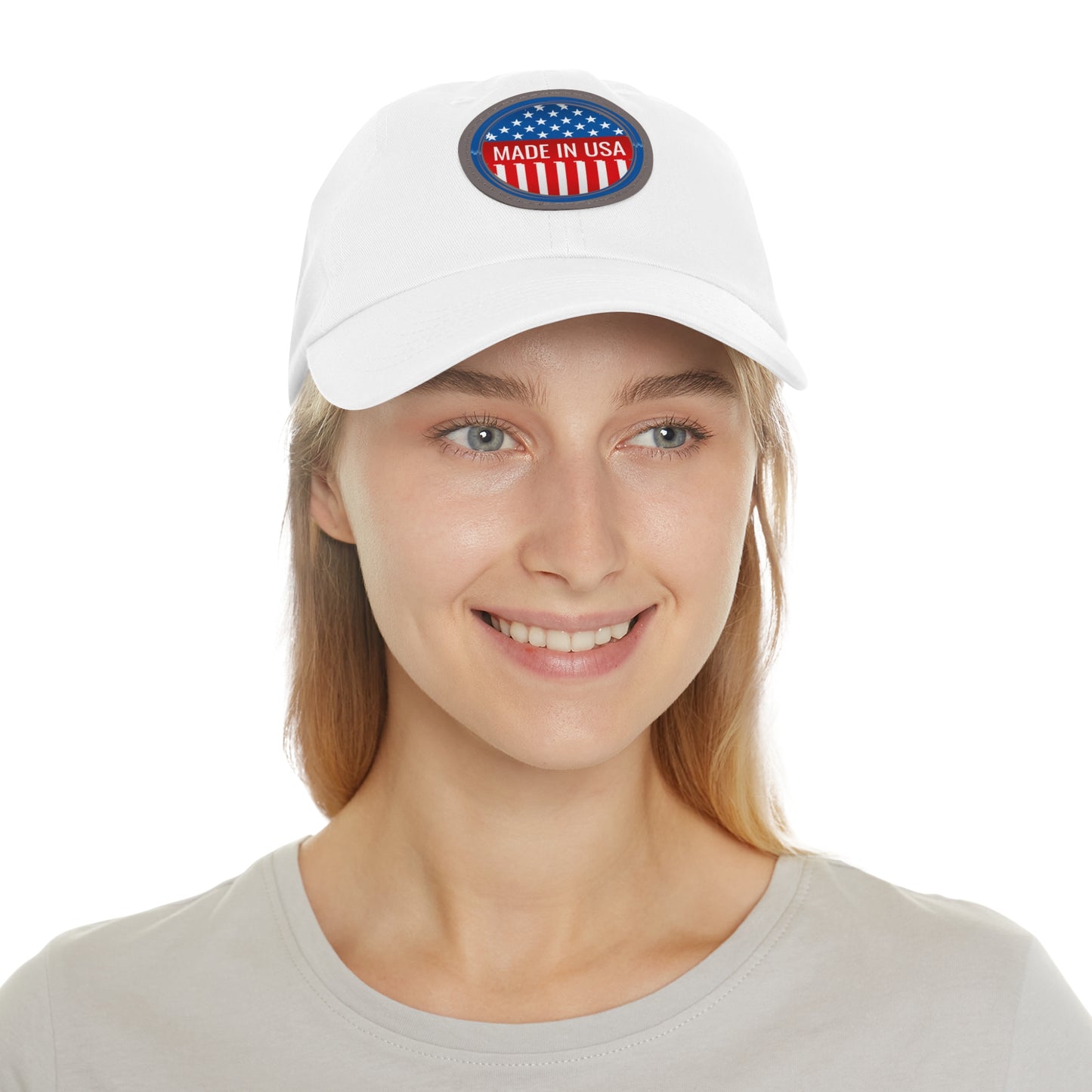 Patriotic Dad Hat with Leather Patch - Made in USA