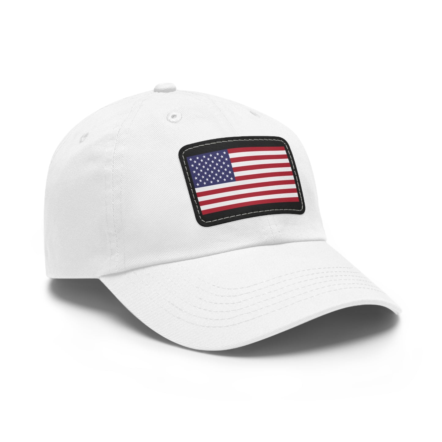 Patriotic Dad Hat with Leather Patch – USA Flag Cap for Summer Adventures