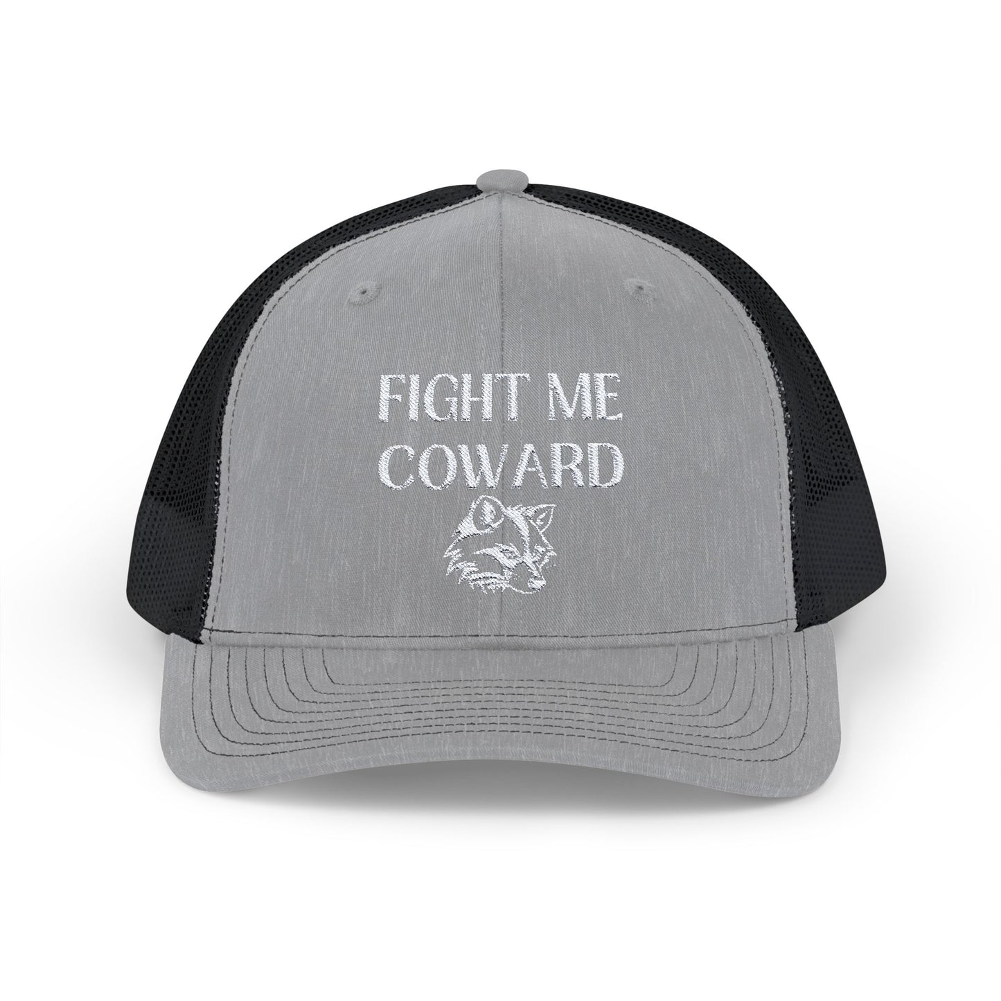 Embroidered 'Fight Me Coward' Snapback Trucker Cap for Bold Statements