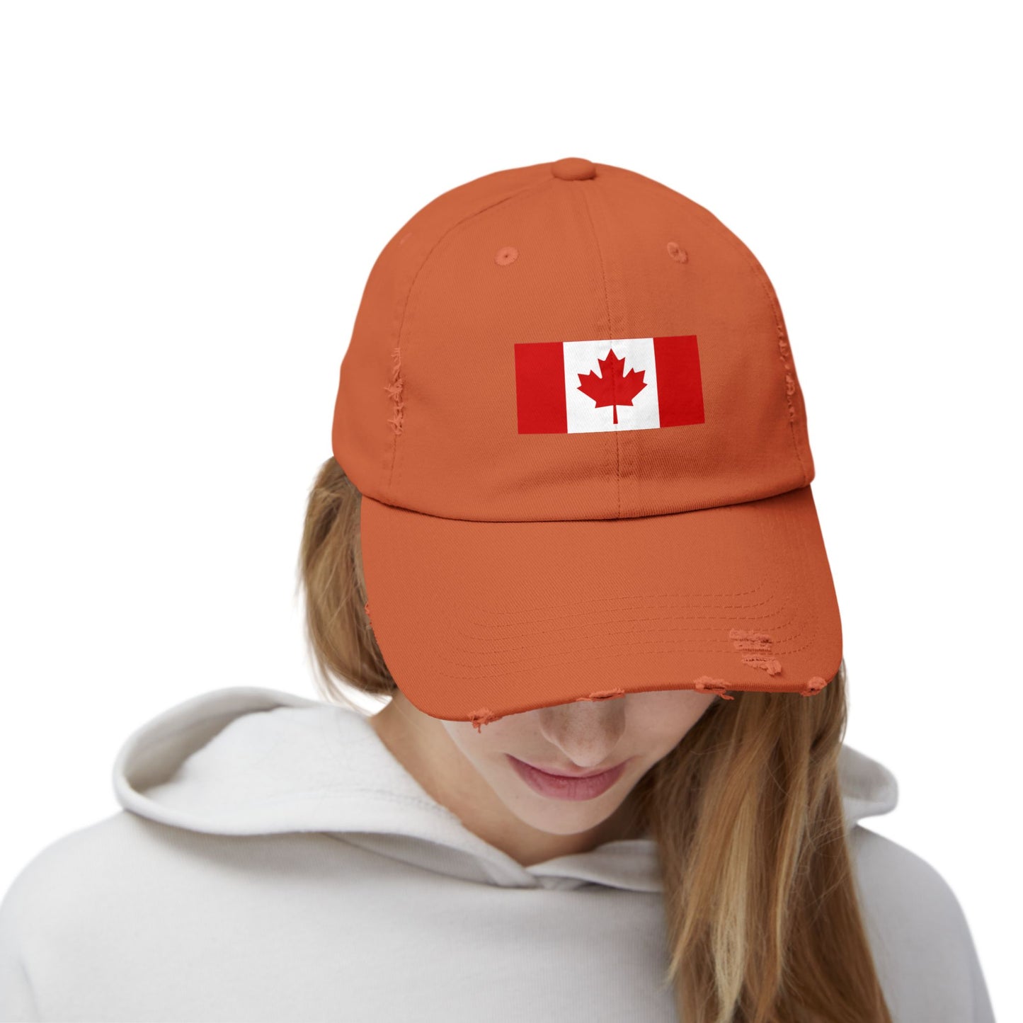 Canada Flag Distressed Cap - Unisex Pink Hat for Casual Style