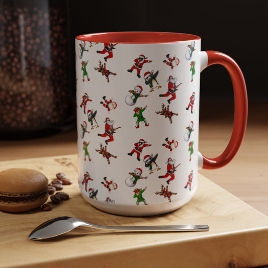 Festive Santa and Elf Coffee Mug - Fun Christmas Drinkware