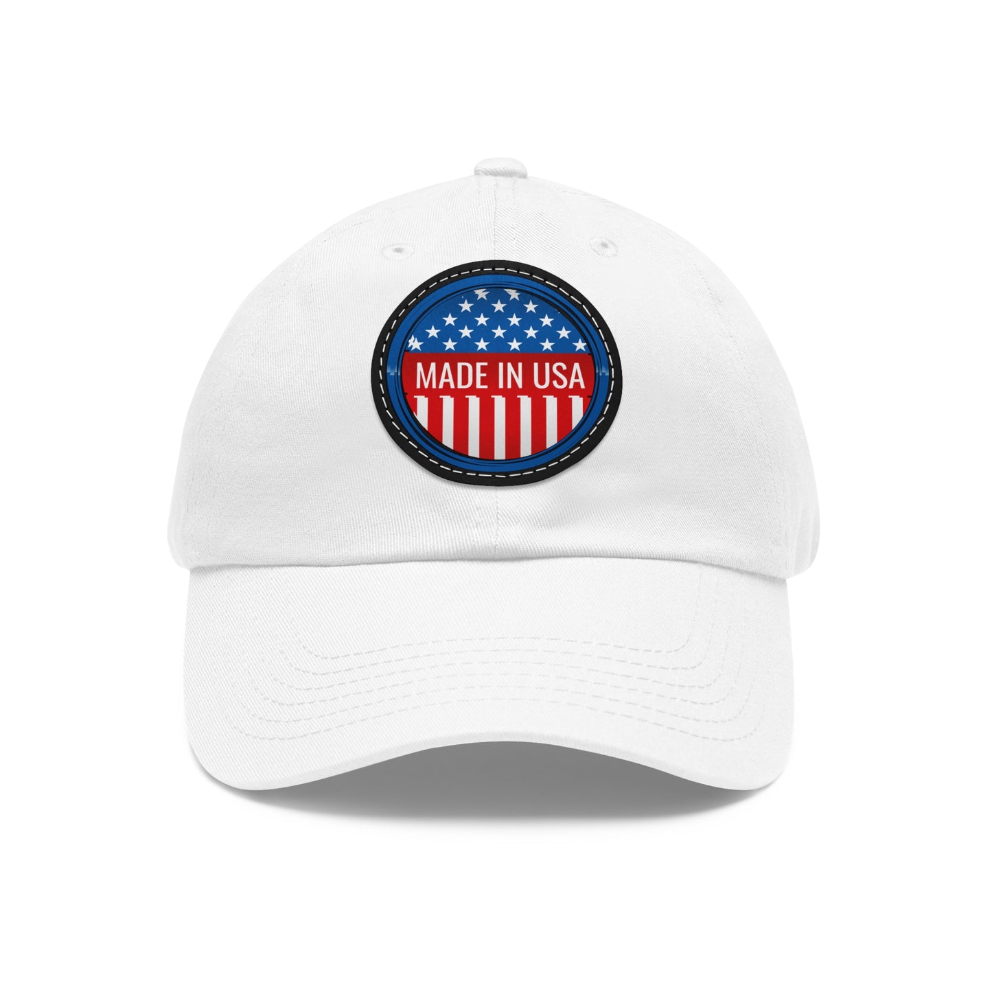 Patriotic Dad Hat with Leather Patch - Made in USA